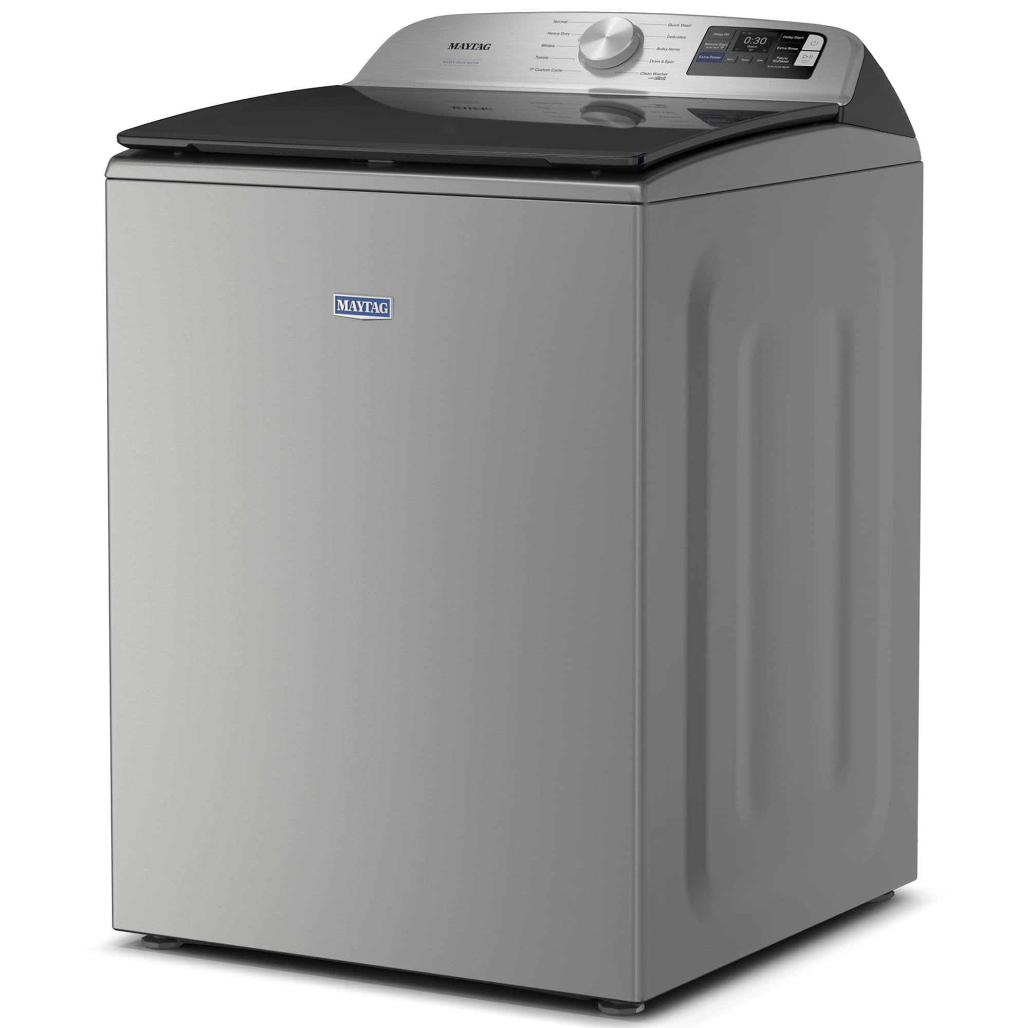 Maytag 27 in. 5.3 cu. ft. Smart Top Load Washer with Impeller & Extra Power - Classic SIlver, Classic Silver, hires