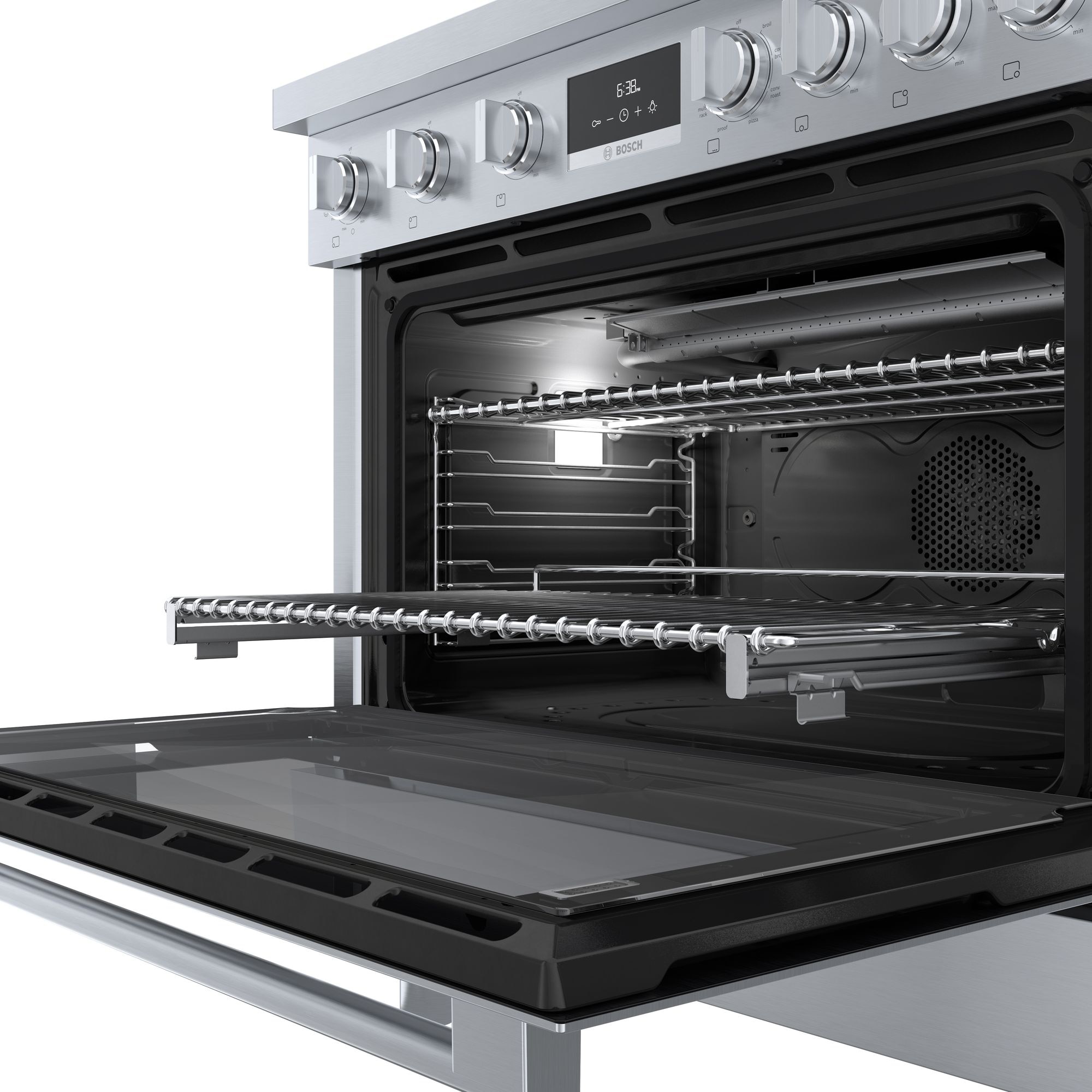 Bosch 800 Series 36 in. 3.7 cu. ft. True European Convection Dual Fuel Range with 6 Sealed Burners - Stainless Steel, , hires