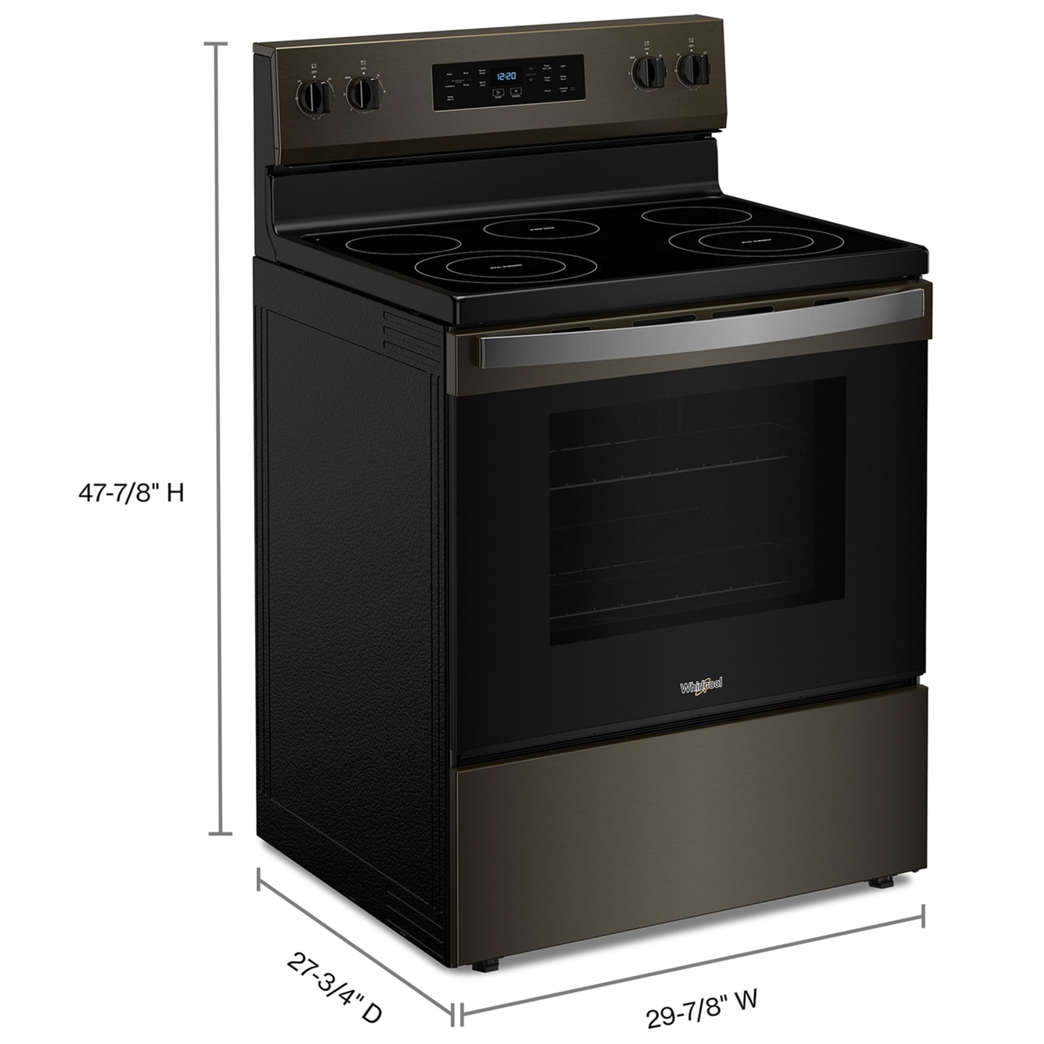 Whirlpool 30 in. 5.3 cu. ft. Electric Range with Radiant Burners - Black Stainless, Black Stainless, hires