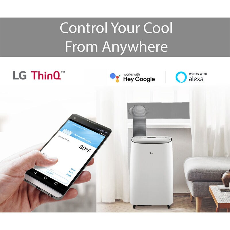 LG 14,000 BTU (10,000 BTU DOE) 115V Smart Portable Air Conditioner with Dual Inverter, 3 Fan Speeds, Sleep Mode & Remote Control - White, , hires