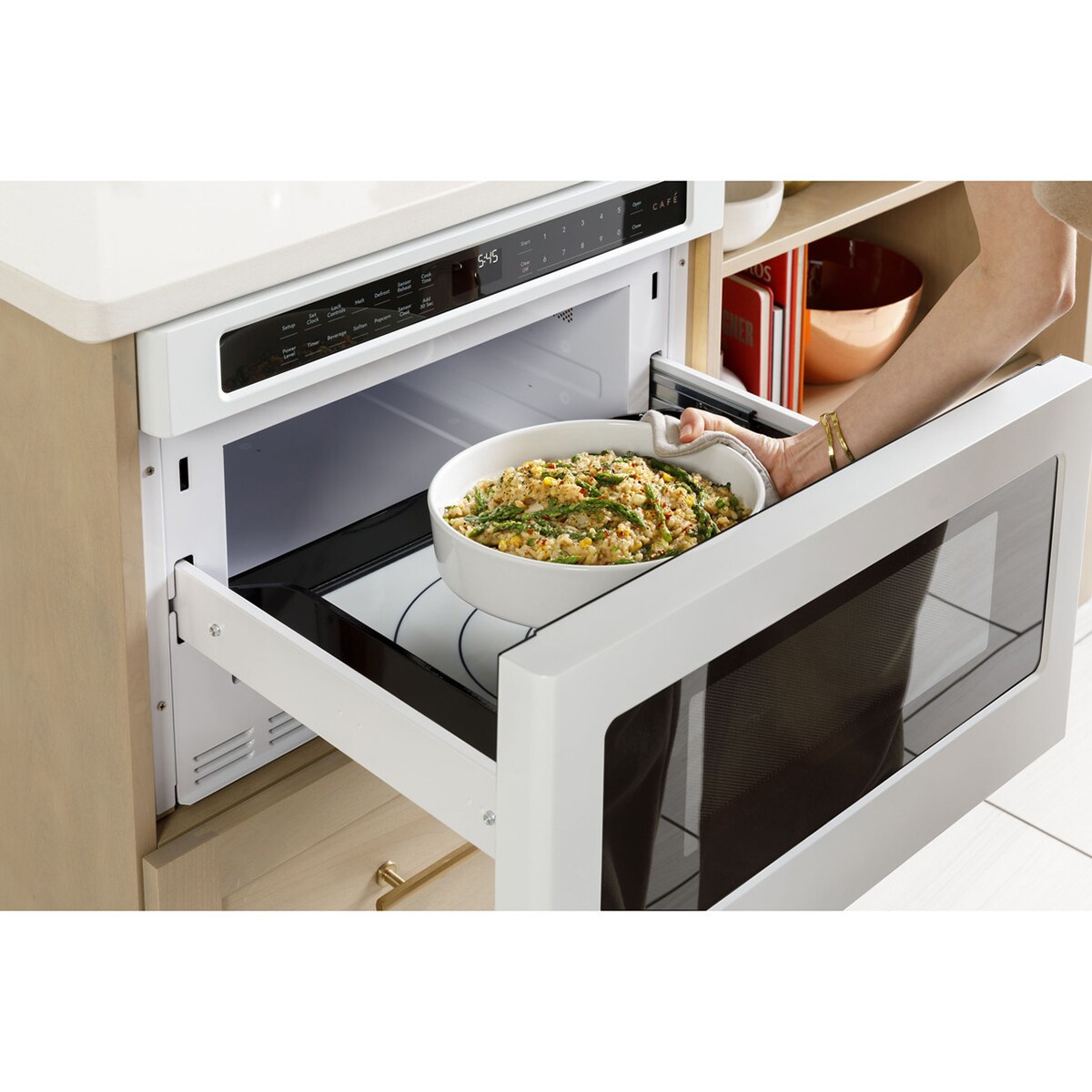 Cafe 24 in. 1.2 cu. ft. 1000W Drawer Microwave with Sensor Cooking - Matte White, Matte White, hires