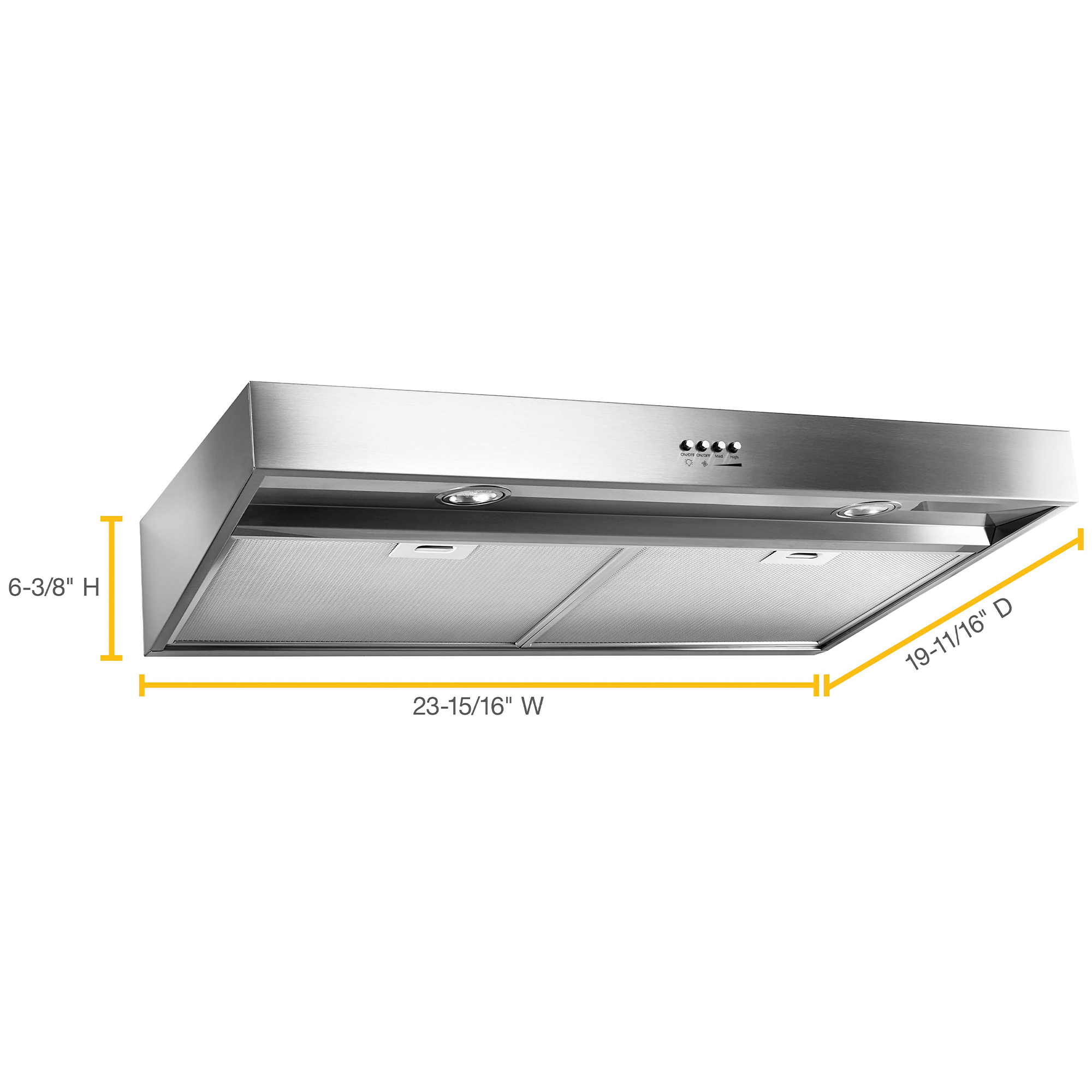 Whirlpool 24 in. Convertible Standard Style Range Hood with 265 CFM, 3