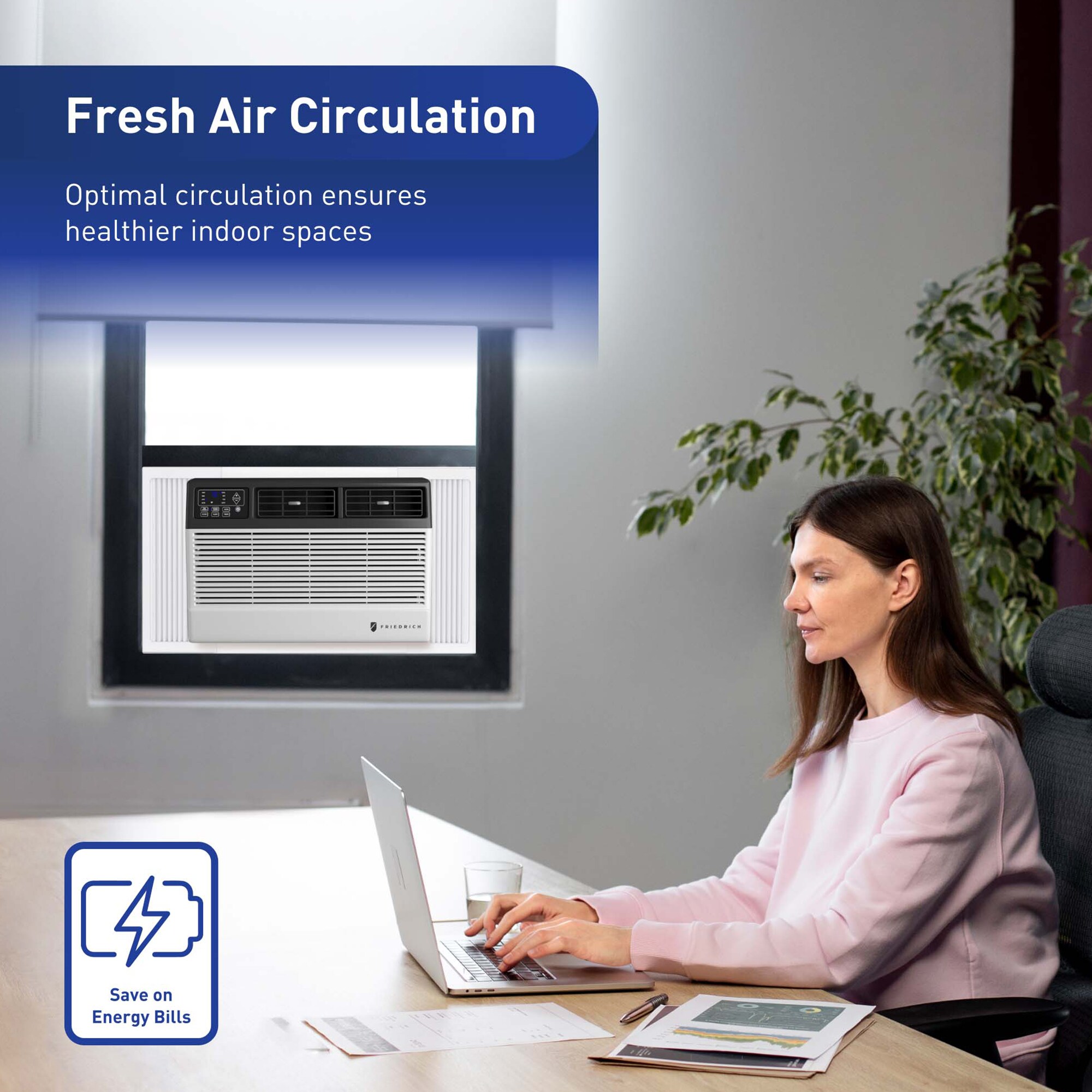 Friedrich Chill Premier Series 10,000 BTU 115V Smart Window Air Conditioner with 3 Fan Speeds, Remote Control - White, , hires