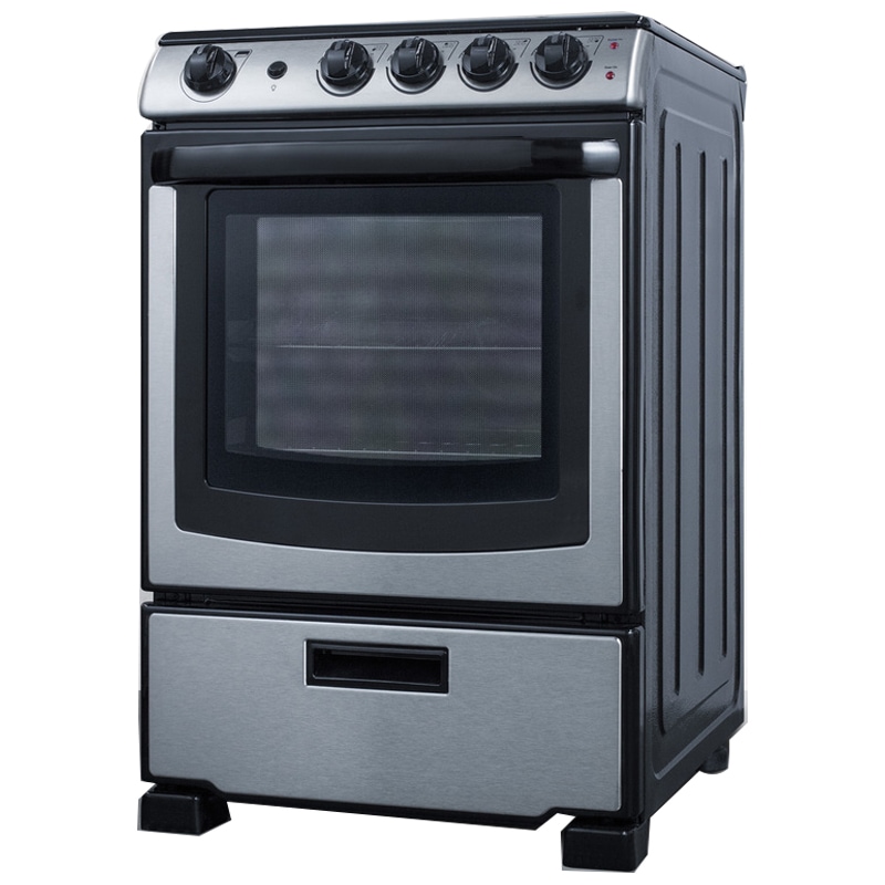 Summit White Pearl Series 24 in. 2.9 cu. ft. Slide-In Electric Range with Smoothtop Burners - Stainless Steel, , hires