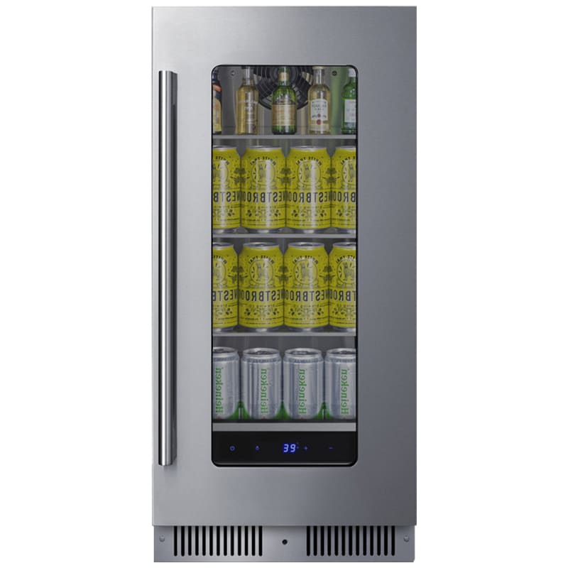 Summit 15 in. Built-In/Freestanding 1.9 cu. ft. Compact Bevrage Center with Adjustable Shelves & Digital Control - Stainless Steel, , hires