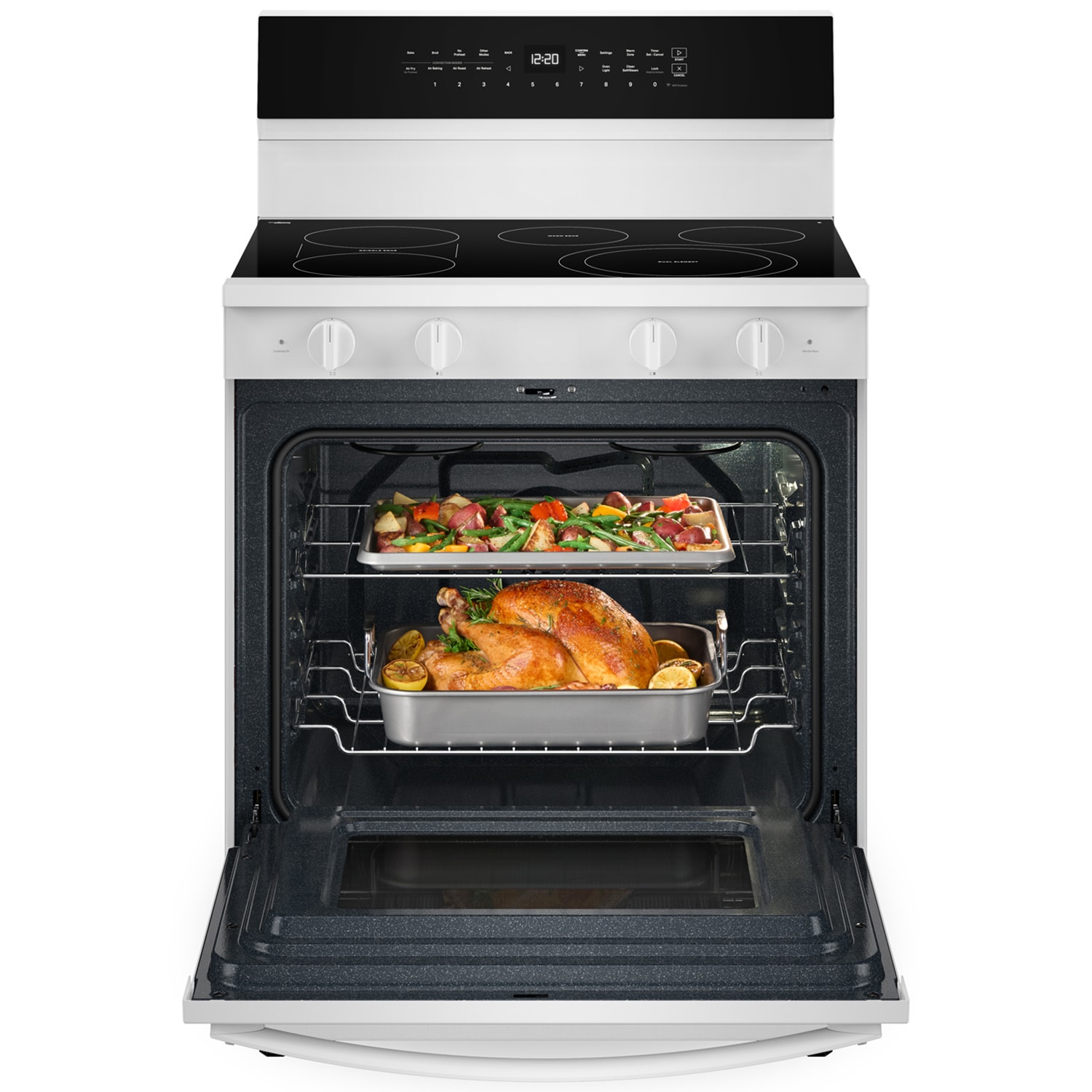 Whirlpool 30 in. 5.3 cu. ft. Smart Air Fry True European Convection Electric Range with Radiant Burners - White, White, hires