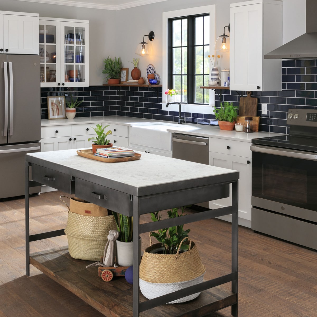 GE 36 in. 23.1 cu. ft. Counter Depth French Door Refrigerator with Ice Maker - Fingerprint Resistant Slate, Slate, hires