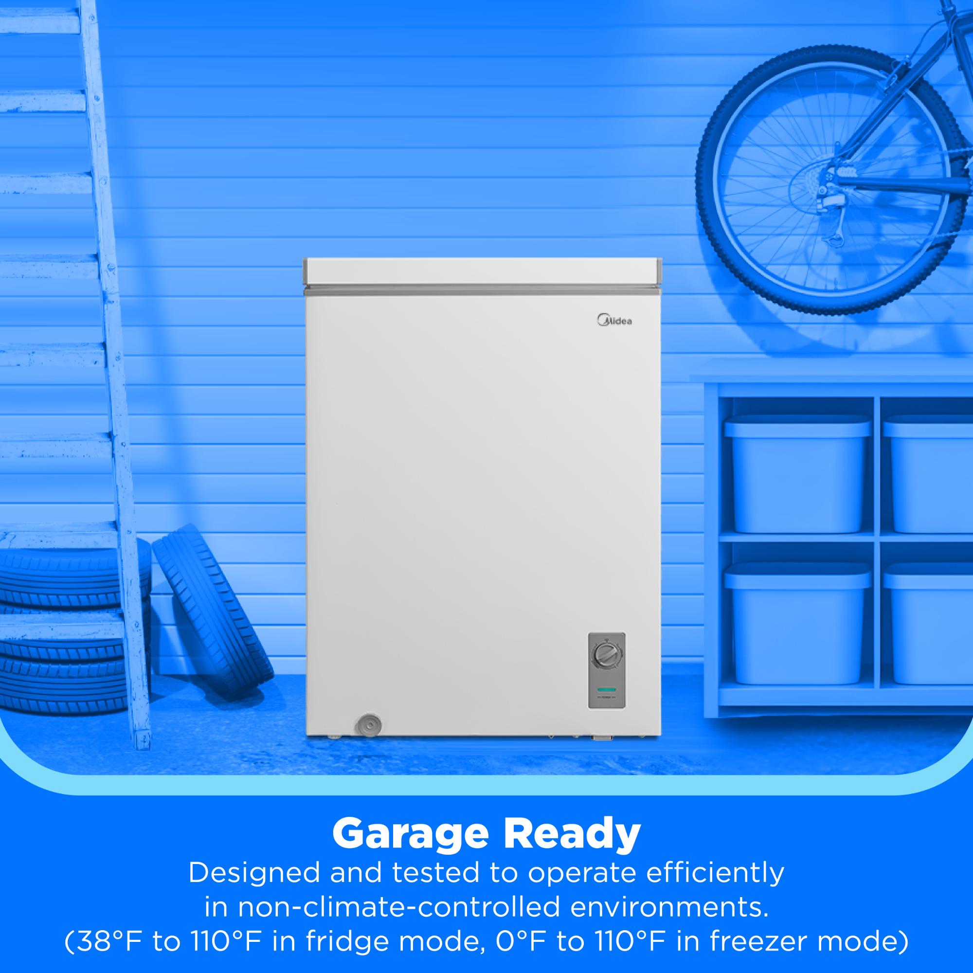 Midea 24 in. 5.0 cu. ft. Garage-Ready Compact Chest Freezer - White, , hires