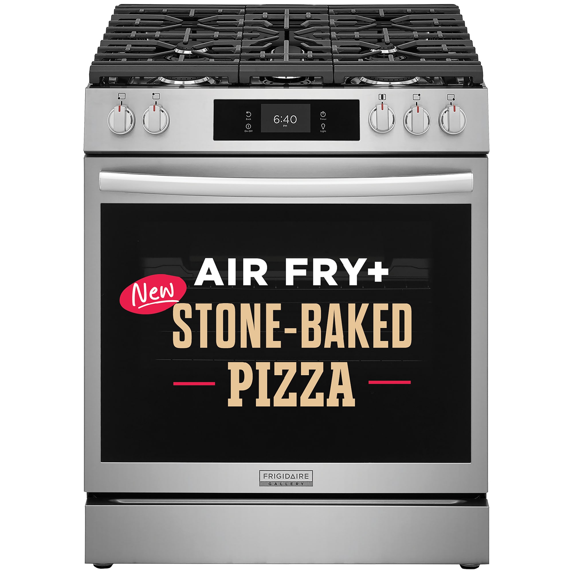Frigidaire Gallery 30 in. 6.0 cu. ft. Air-Fry True European Convection Steam Oven Gas Range with Stone-Baked Pizza, 5 Sealed Burners & Griddle - Stainless Steel, , hires