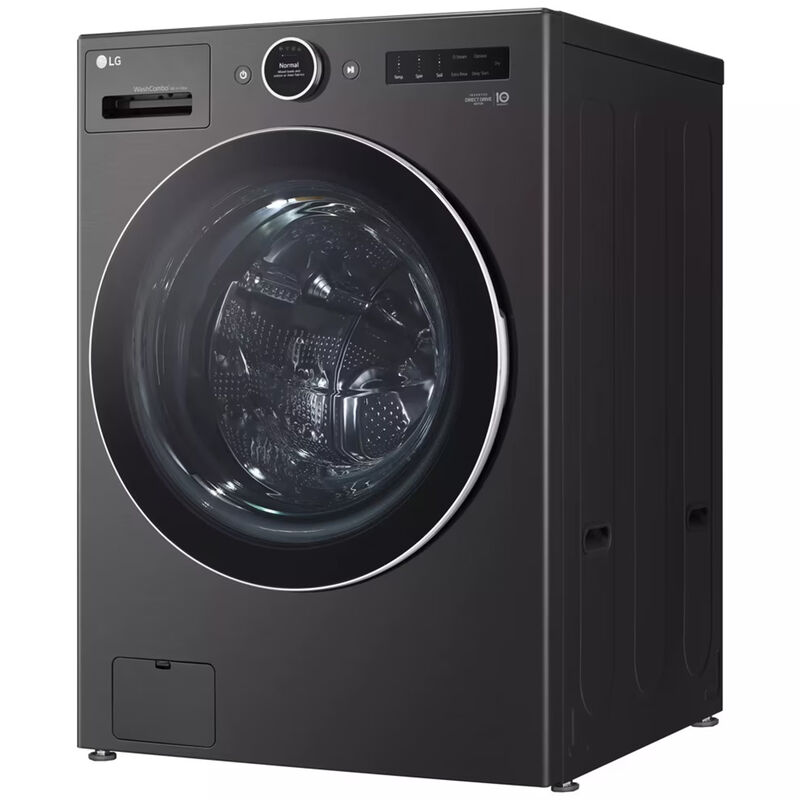 LG 27 in. 5.0 cu. ft. Smart Electric Front Load Ventless All-in-One WashCombo with Inverter Heat Pump Technology, Direct Drive Motor, Sanitize & Steam Cycle - Black Steel, Black Steel, hires