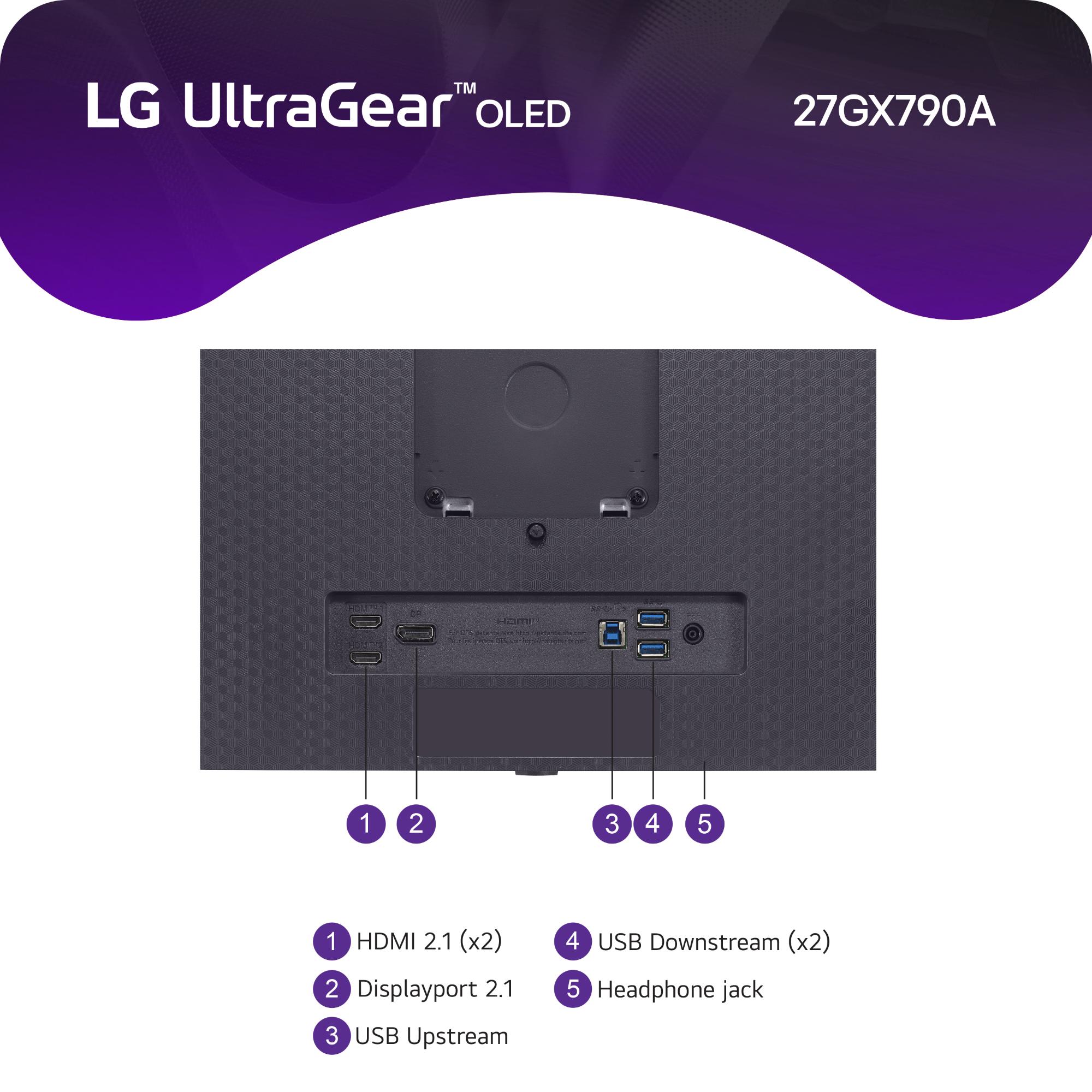 LG 27" UltraGear OLED QHD 480Hz 0.03ms G-Sync Compatible DisplayPort 2.1 Gaming Monitor, , hires