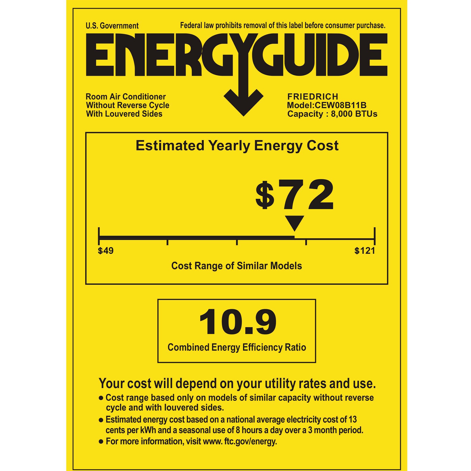 Friedrich Chill Premier Series 8,000 BTU 115V Smart Window/Wall Air Conditioner with Electric Heat, 3 Fan Speeds, Remote Control - White, , hires