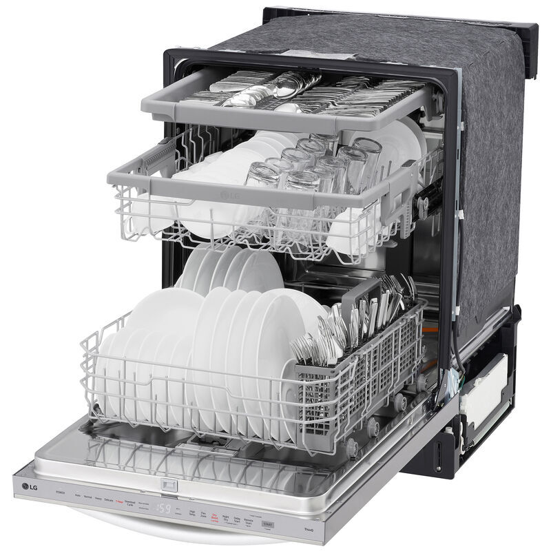 LG 24 in. Top Control Smart Dishwasher with 46 dBa Sound Level & 3rd-Rack - PrintProof Stainless Steel, PrintProof Stainless Steel, hires