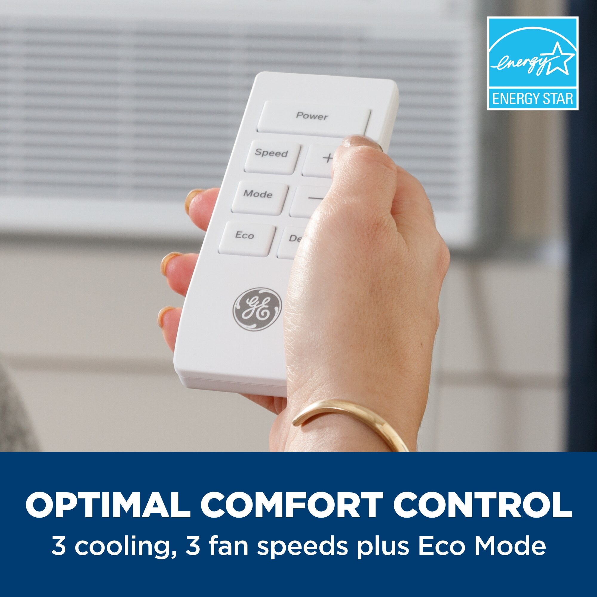 GE 10,000 BTU Smart Energy Star Window Air Conditioner with 3 Fan Speeds & Sleep Mode - White, , hires
