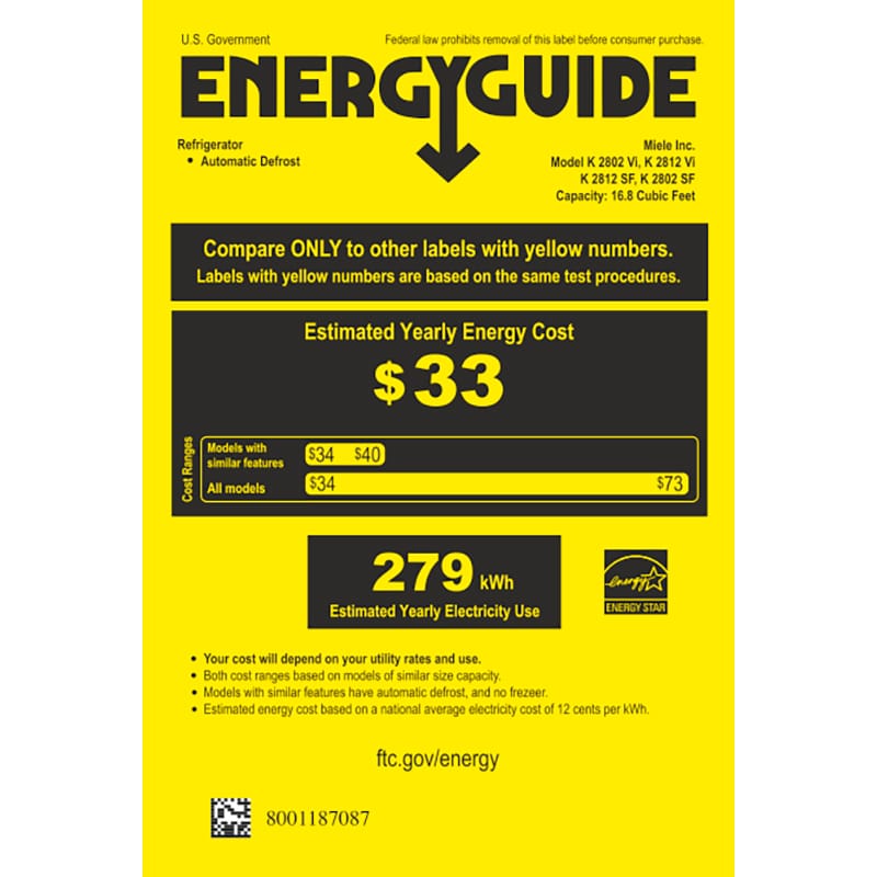 Miele 30 in. 16.8 cu.ft. Built-In Smart Counter Depth Freeezerless Refrigerator - Stainless Steel, , hires