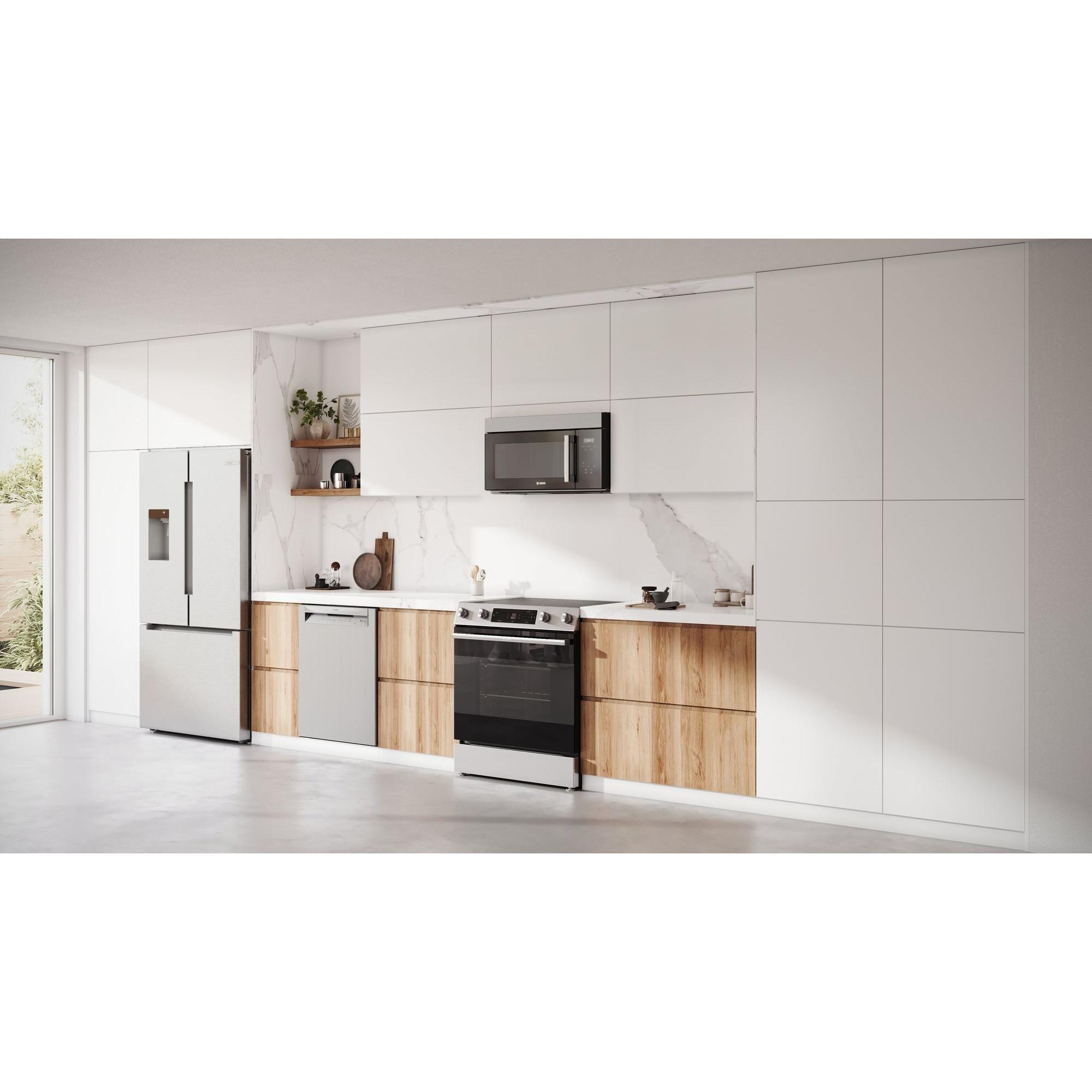 Bosch 100 Series 30 in. 5.8 cu. ft. Air Fry Standard Convection Slide-In Electric Range with Smoothtop Burners - Stainless Steel, , hires
