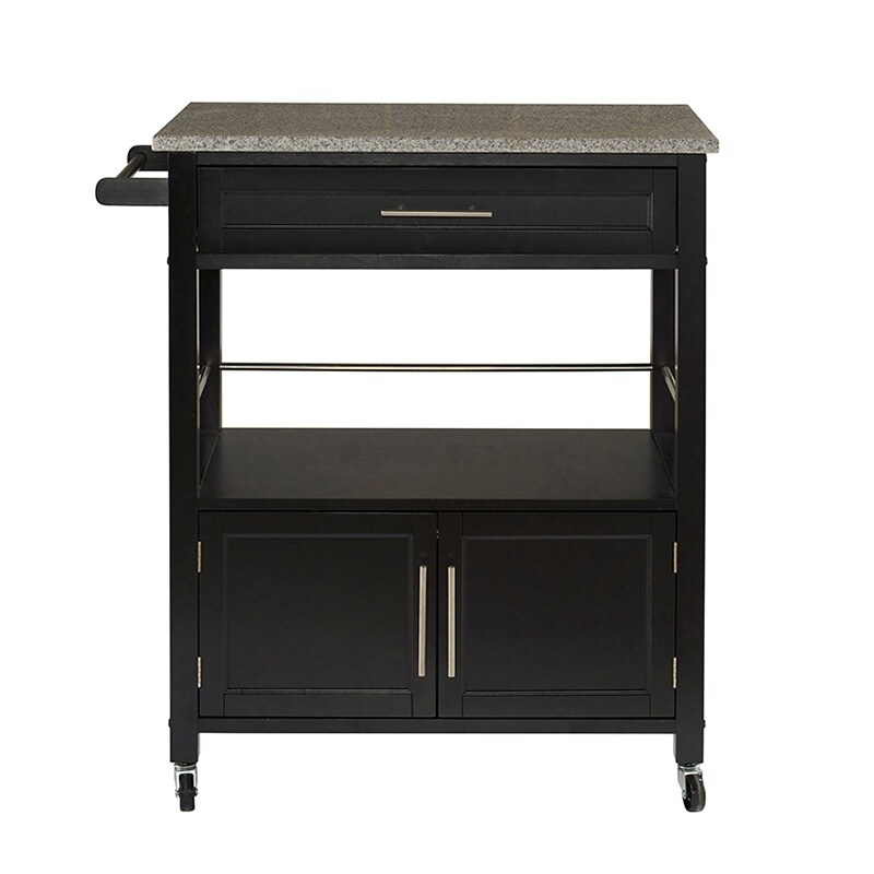 Madison Kitchen Cart with Granite Top-Black, , hires