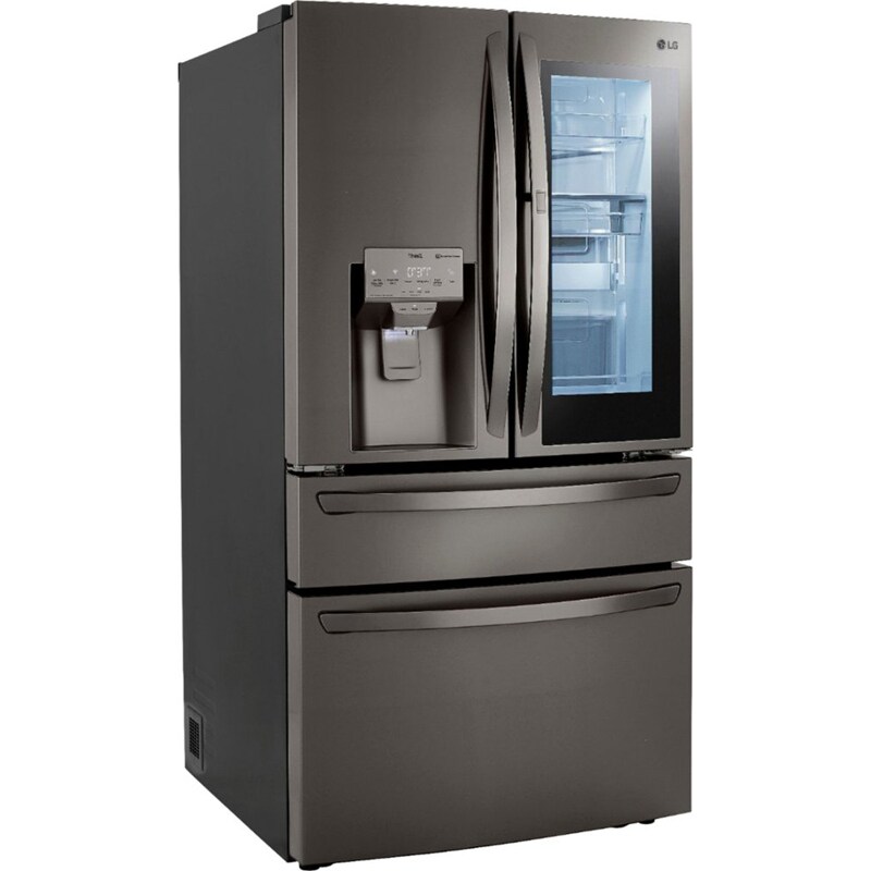 LG InstaView 36 in. 22.5 cu. ft. Smart Counter Depth 4-Door French Door Refrigerator with Ice & Water Dispenser - PrintProof Black Stainless Steel, PrintProof Black Stainless Steel, hires