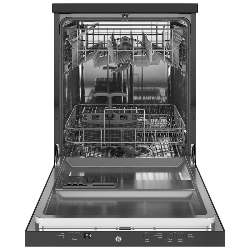 GE 24 in. Top Control Portable Dishwasher with 54 dBa Sound Level & Pocket - Black, Black, hires