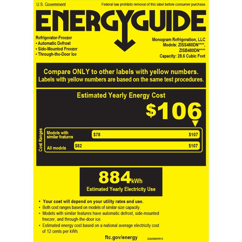 Monogram 48 in. 28.8 cu. ft. Built-In Smart Counter Depth Side by Side Refrigerator with Ice & Water Dispenser - Custom Panel Ready, , hires