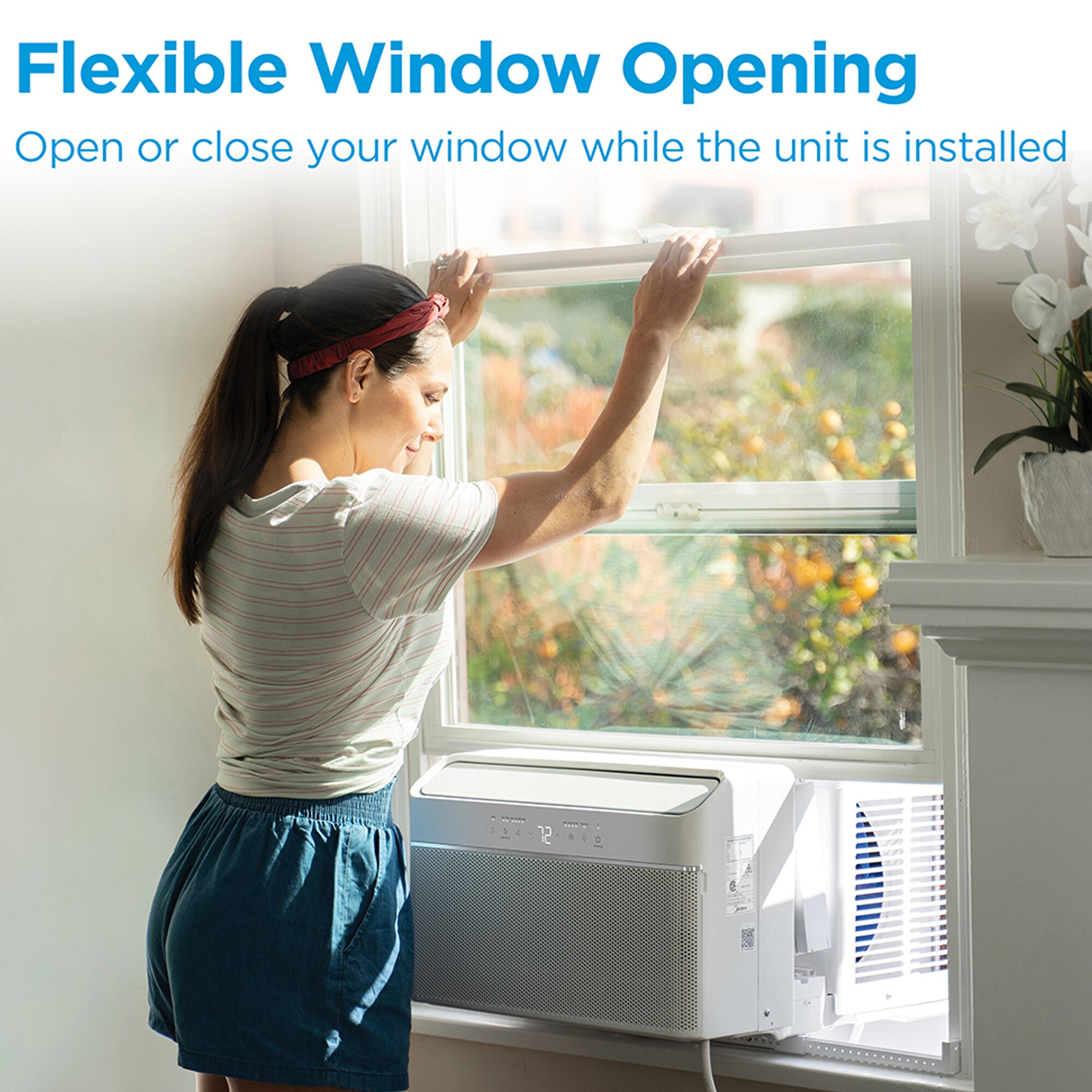 Midea QB Series 10,000 BTU 115V U-Shaped Smart Energy Star Window Air Conditioner with Inverter, 3 Fan Speeds, Sleep Mode & Remote Control - White, , hires