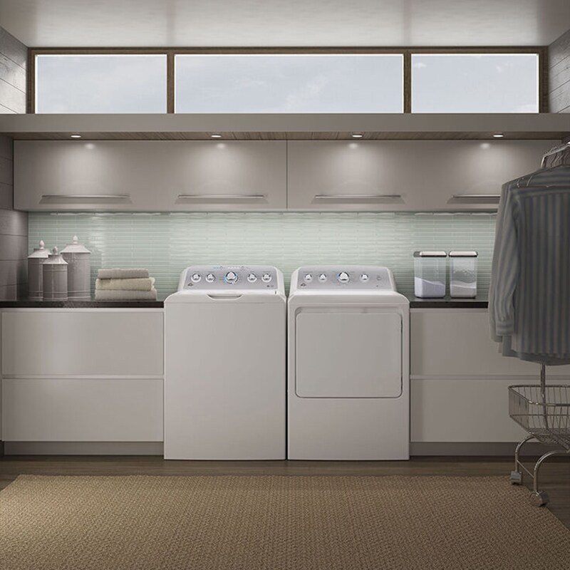 GE 27 in. 4.6 cu. ft. Top Load Washer with Stainless Steel Basket - White, , hires