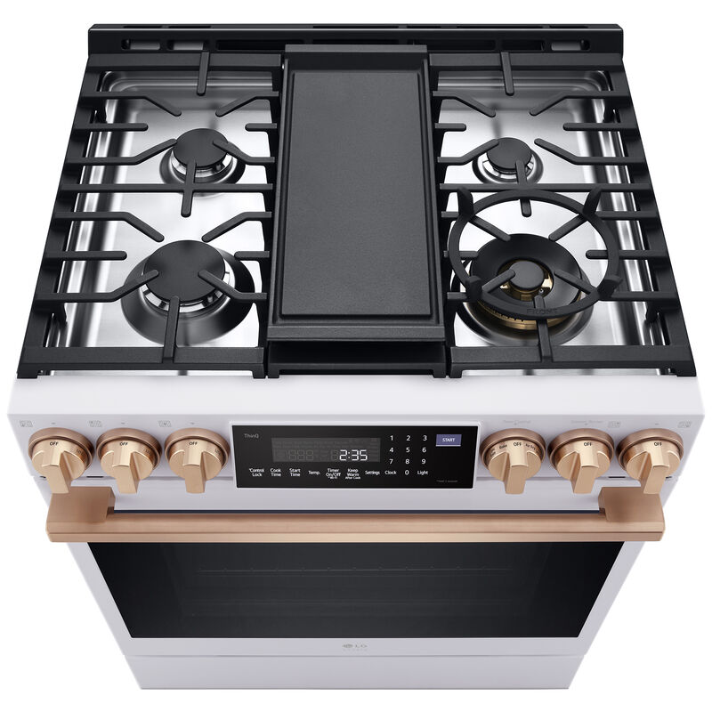 LG Studio 30 in. 6.3 cu. ft. Smart Air Fry True European Convection Slide-In Gas Range with 5 Sealed Burners & Griddle - Essence White, , hires