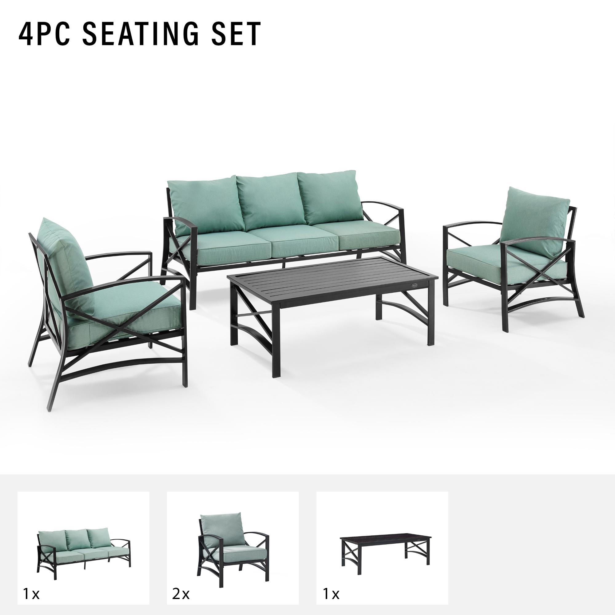 Crosley Kaplan 4-Piece Outdoor Sofa Patio Furniture Set , Oiled Rubbed Bronze with Mist Cushions, , hires