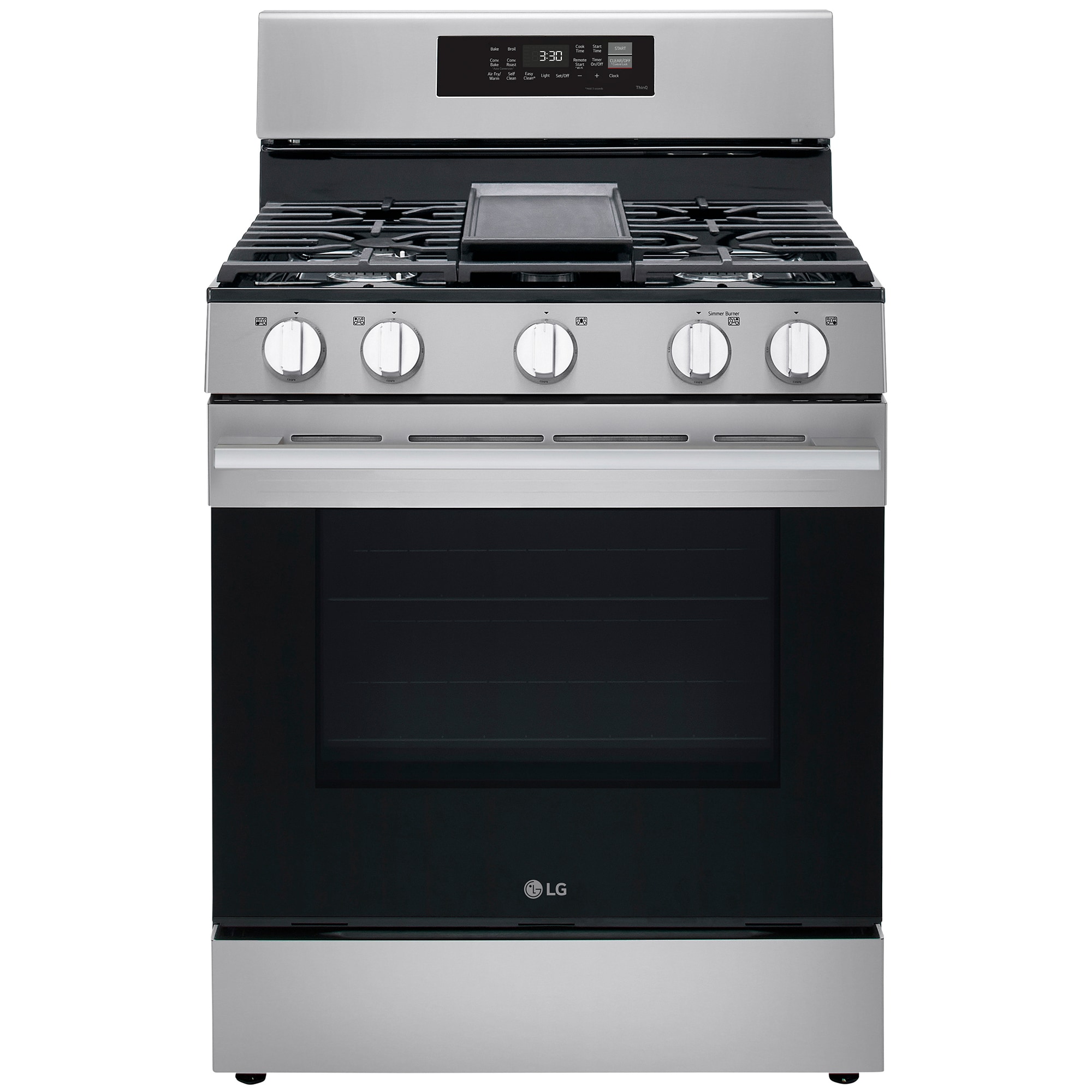 LG 30 in. 6.3 cu. ft. Smart Air Fry True European Convection Gas Range with 5 Sealed Burners & Griddle - Stainless Steel, , hires