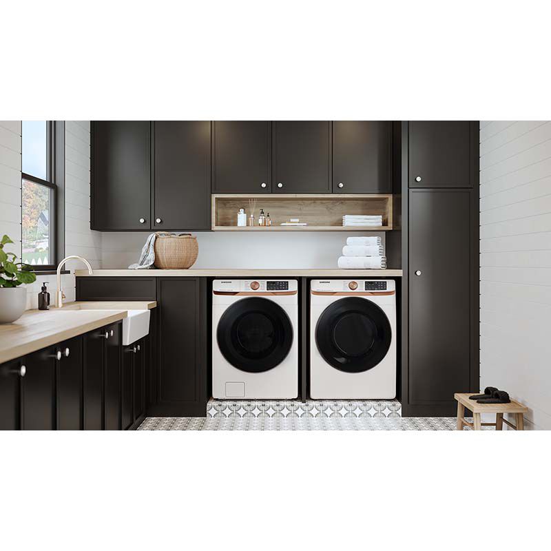Samsung 27 in. 5.0 cu. ft. Smart Front Loading Washer with 23 Wash Programs, 9 Wash Options & Sanitize Cycle - Ivory, Ivory, hires