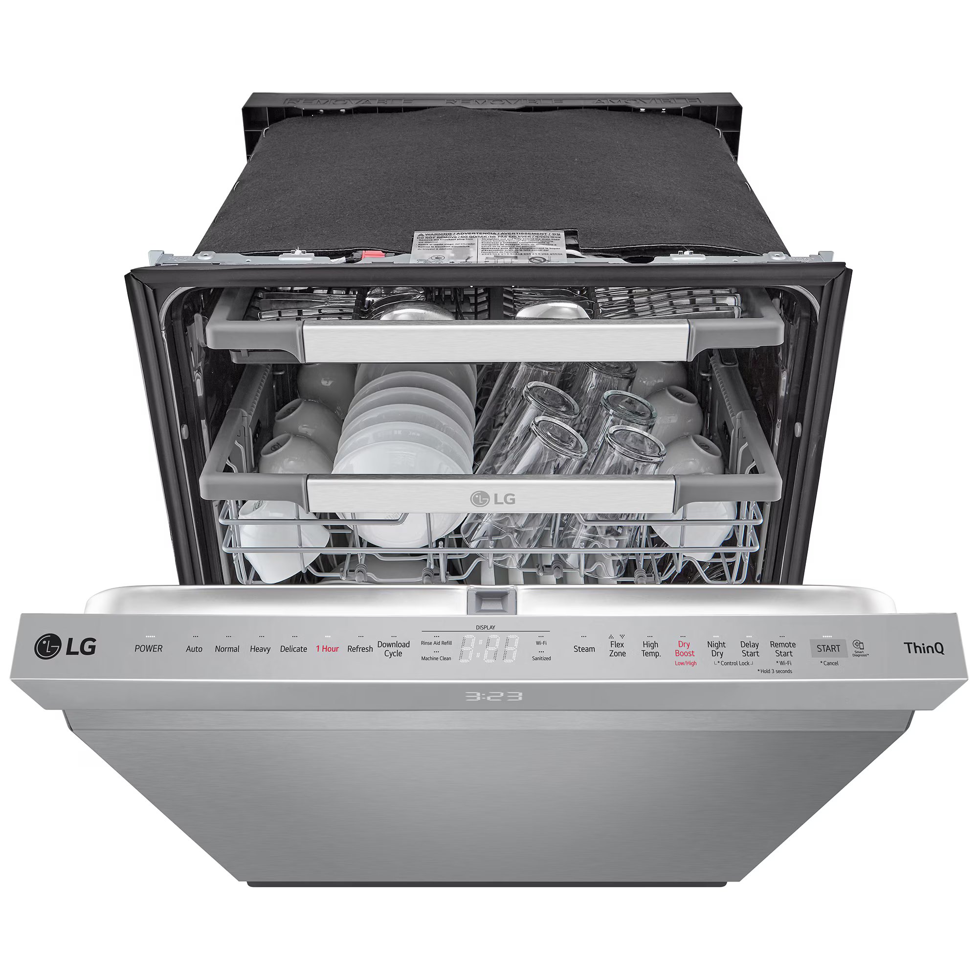 LG 24 in. Top Control Smart Dishwasher with 42 dBa Sound Level, 3rd-Rack, Dynamic Heat Dry & Pocket - PrintProof Stainless Steel, PrintProof Stainless Steel, hires