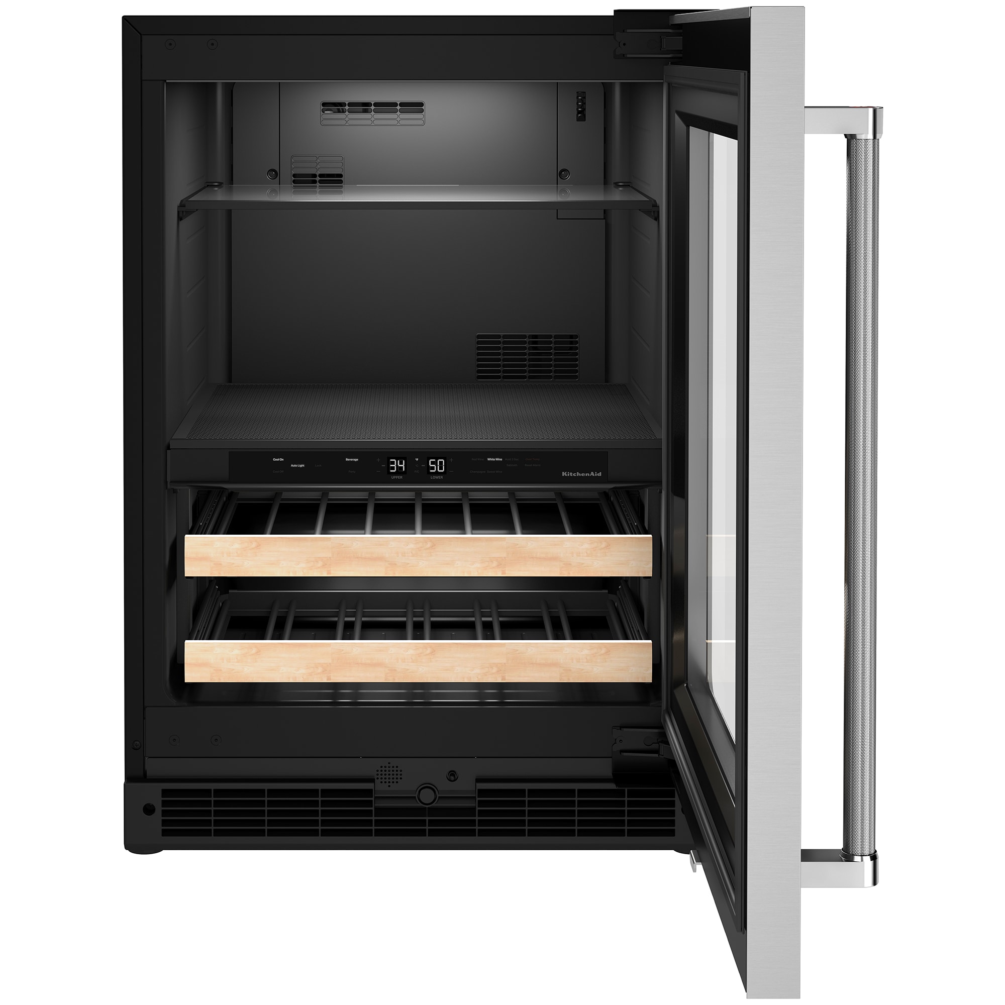 KitchenAid 24 in. 4.8 cu. ft. Built-In Beverage Center with Pull-Out Shelves & Digital Control - Stainless Steel, Stainless Steel, hires