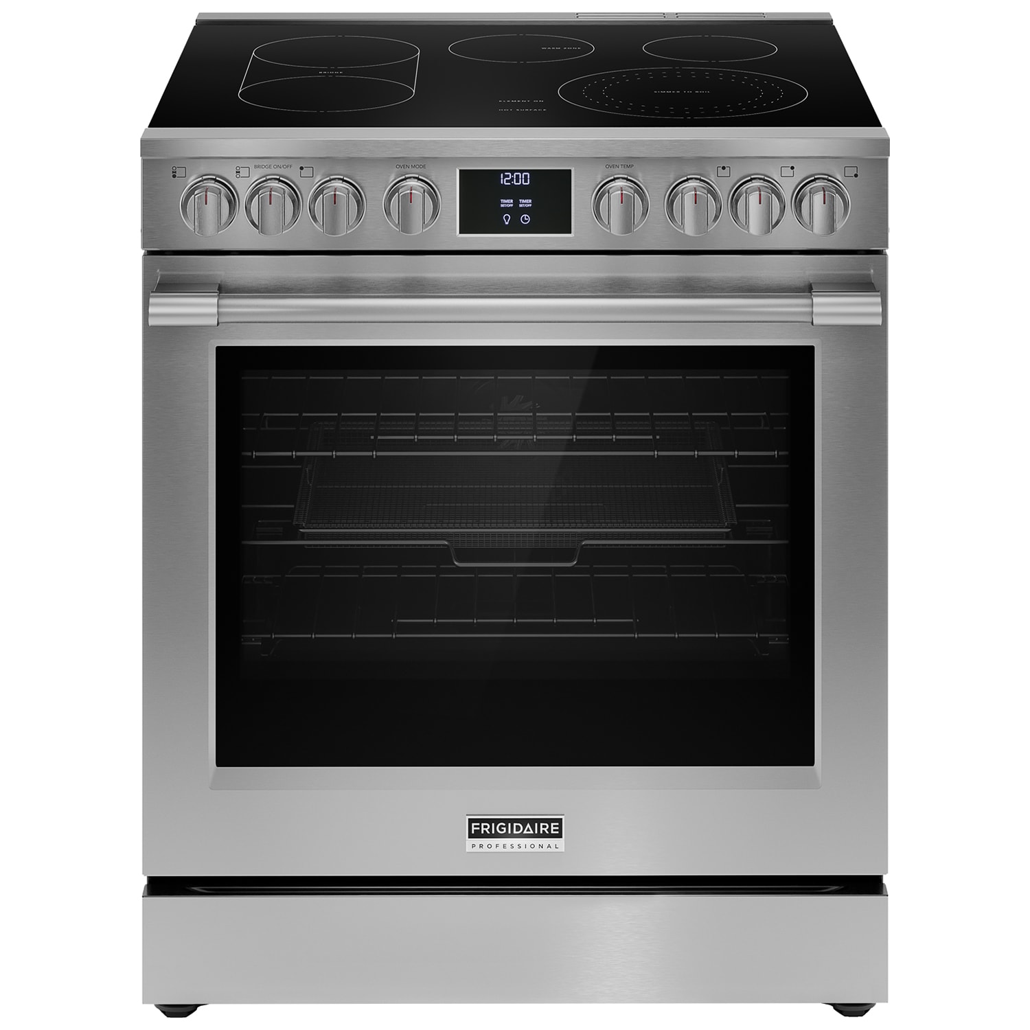 Frigidaire Professional 30 in. 6.2 cu. ft. Air Fry True European Convection Steam Electric Range with Smoothtop Burners - Stainless Steel, , hires