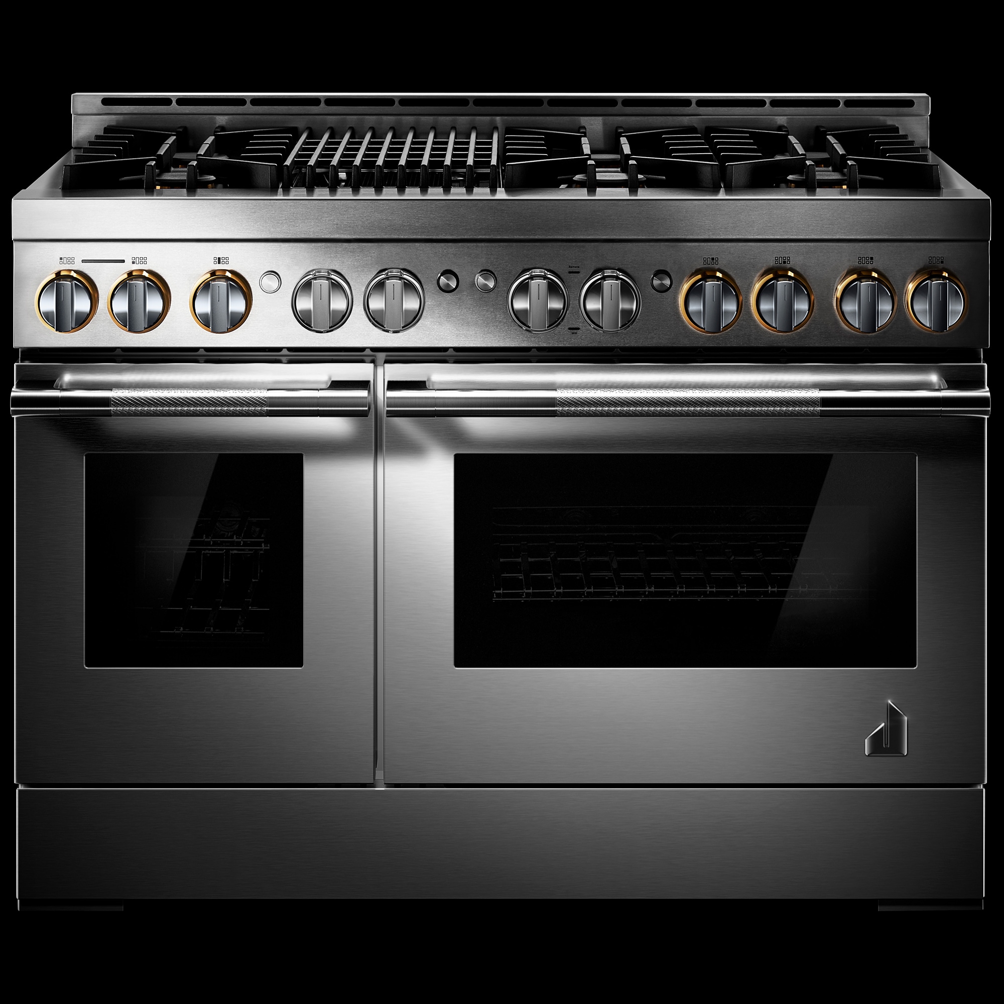 JennAir Rise Series 48 in. 6.3 cu. ft. Smart True European Convection Double Oven Gas Range with 6 Sealed Burners & Grill - Stainless Steel, , hires