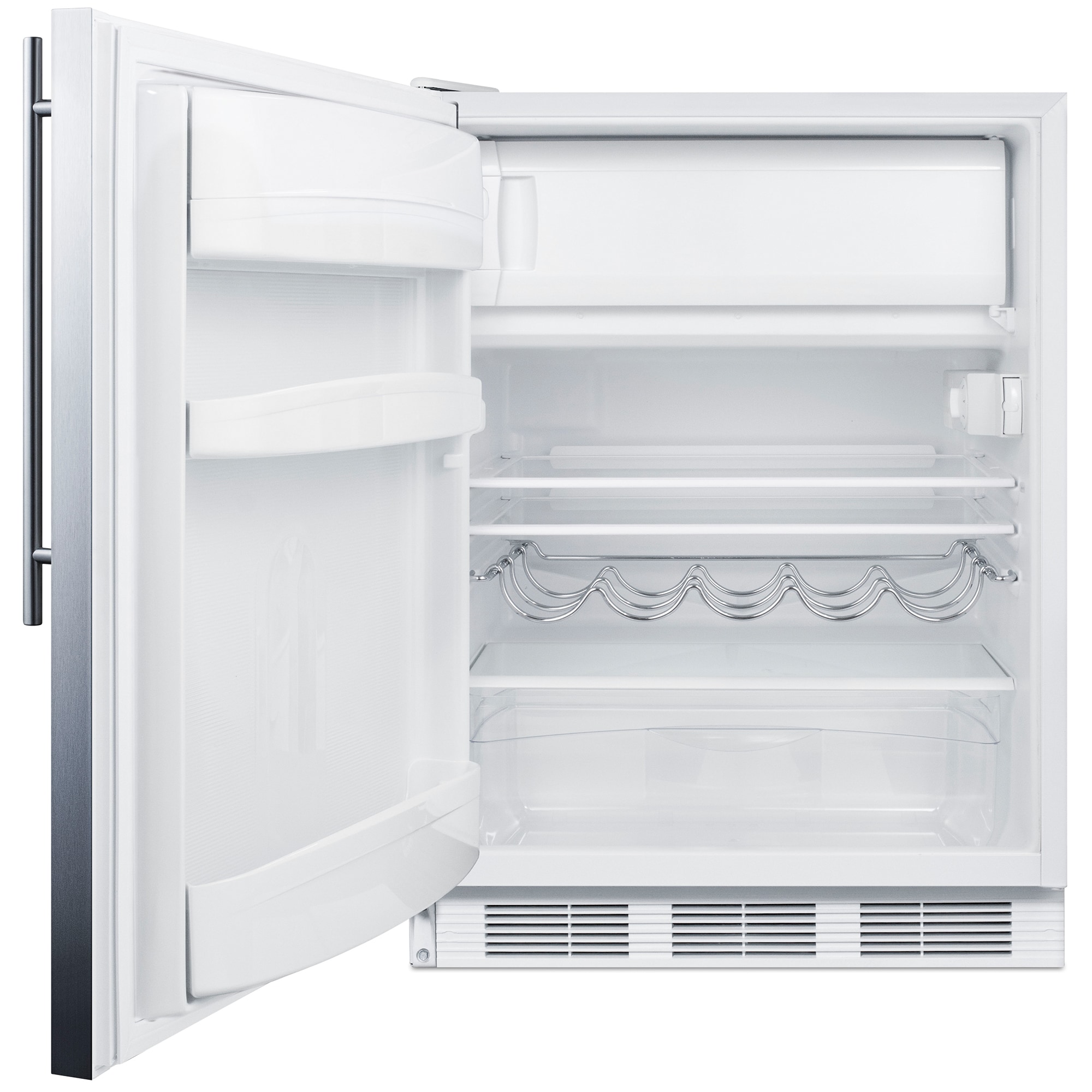 Summit 24 in. 5.1 cu. ft. Left-Hinged Undercounter Refrigerator - Stainless Steel with White Cabinet, , hires