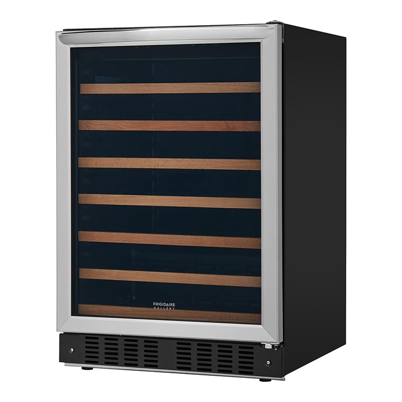 Frigidaire Gallery 24 in. Undercounter Wine Cooler with Wood Racks, Single Temperature Zone & 52 Bottle Capacity - Stainless Steel, , hires