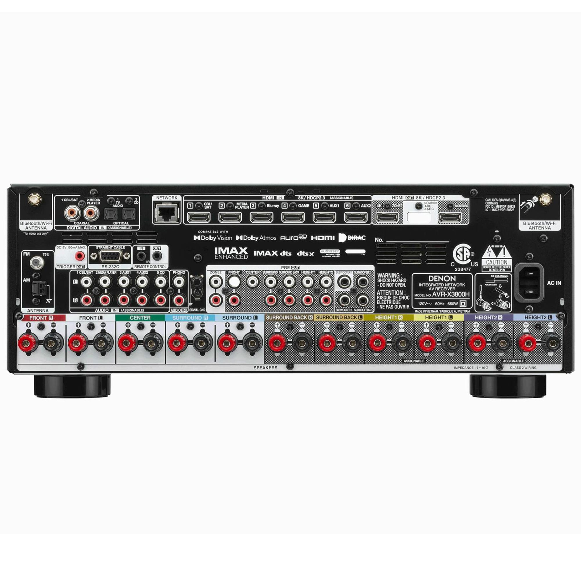 Denon 9.4 Ch. 105W 8K AV Receiver with Built-In HEOS - Black, , hires