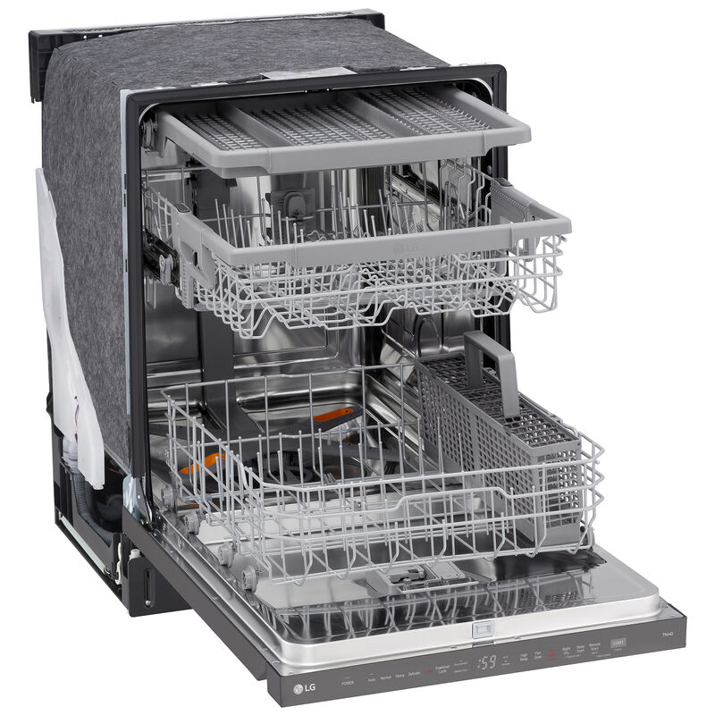 LG 24 in. Top Control Smart Dishwasher with 46 dBa Sound Level, 3rd-Rack, Dynamic Heat Dry & Pocket - PrintProof Black Stainless Steel, PrintProof Black Stainless Steel, hires