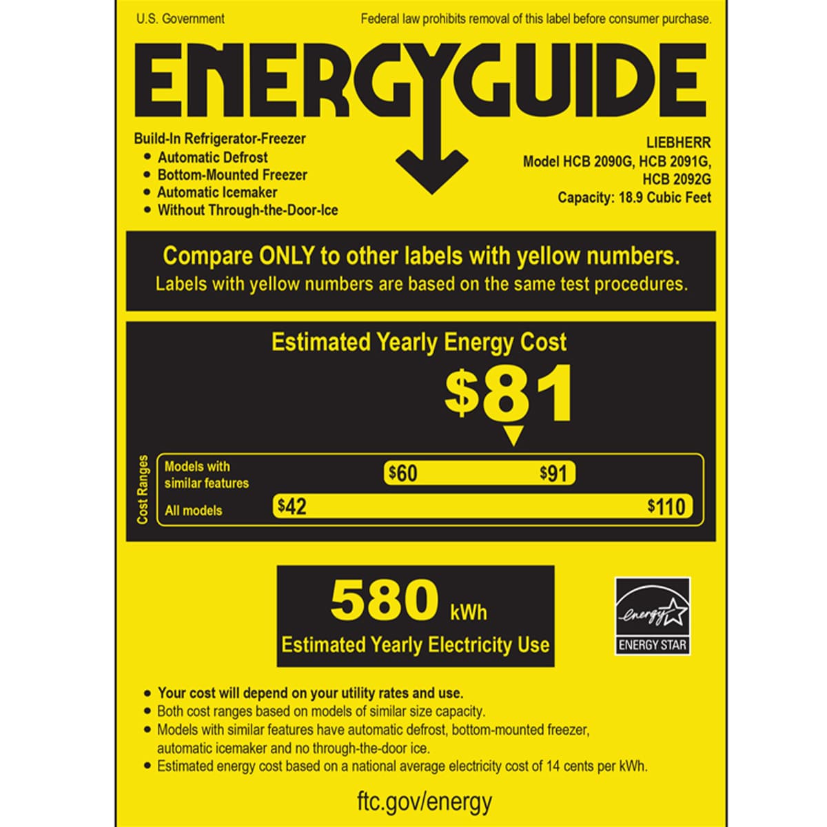 Liebherr 36 in. 18.9 cu. ft. Built-In Counter Depth Bottom Freezer Refrigerator with Ice Maker - Custom Panel Ready, , hires
