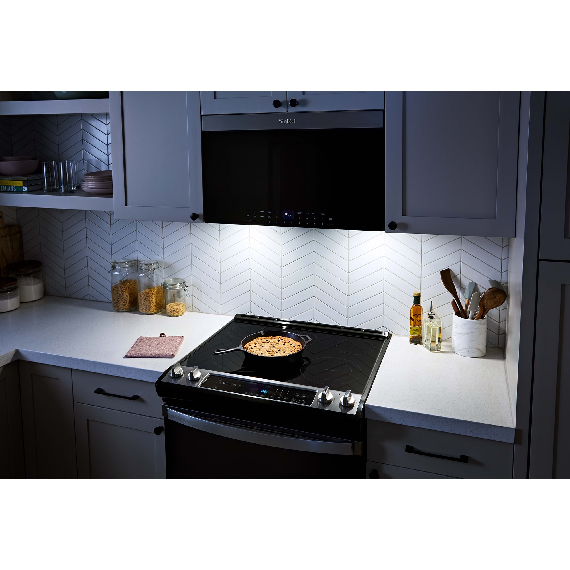 Whirlpool 30 in. 1.1 cu. ft. 900W Smart Over-the-Range Microwave with 400 CFM, Convection & Sensor Cooking - Black Stainless, Black Stainless, hires