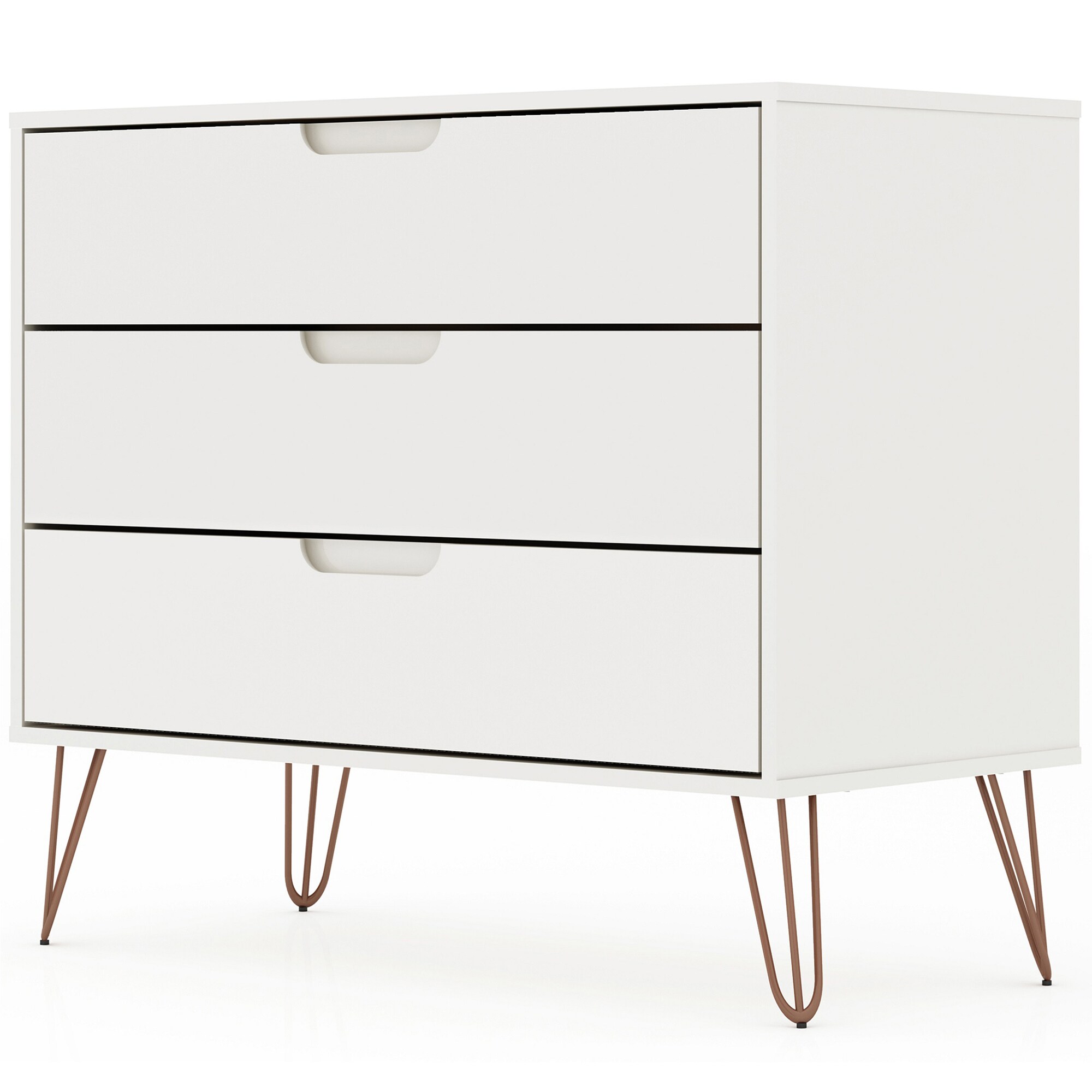 Manhattan Comfort Rockefeller Mid-Century Modern 3-Drawer Dresser - White, White, hires