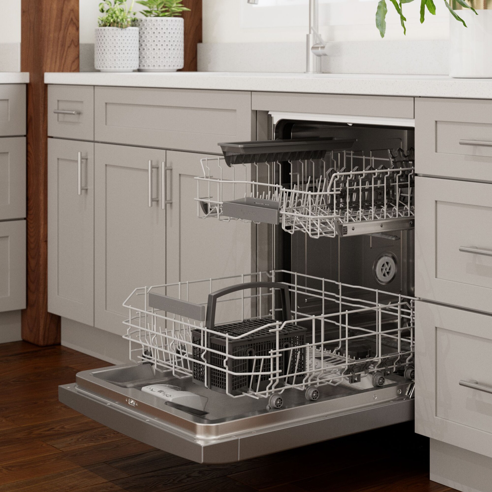 Bosch 300 Series 24 in. Front Control Smart Dishwasher with 46 dBa Sound Level, PureDry & Pocket - Stainless Steel, , hires