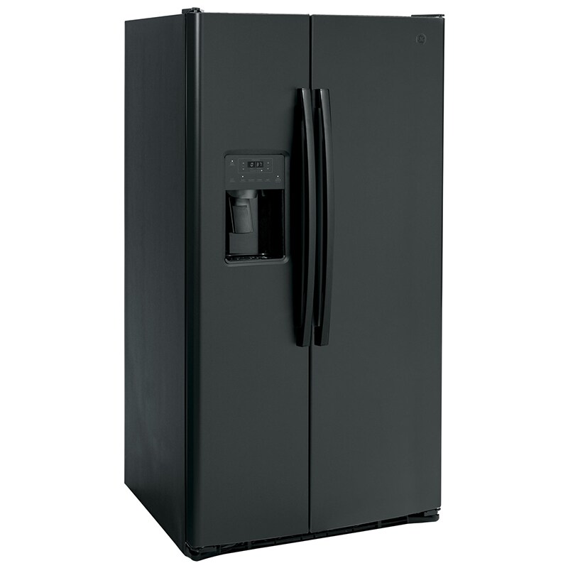 GE 36 in. 25.3 cu. ft. Side by Side Refrigerator with Ice & Water Dispenser - Black, Black, hires