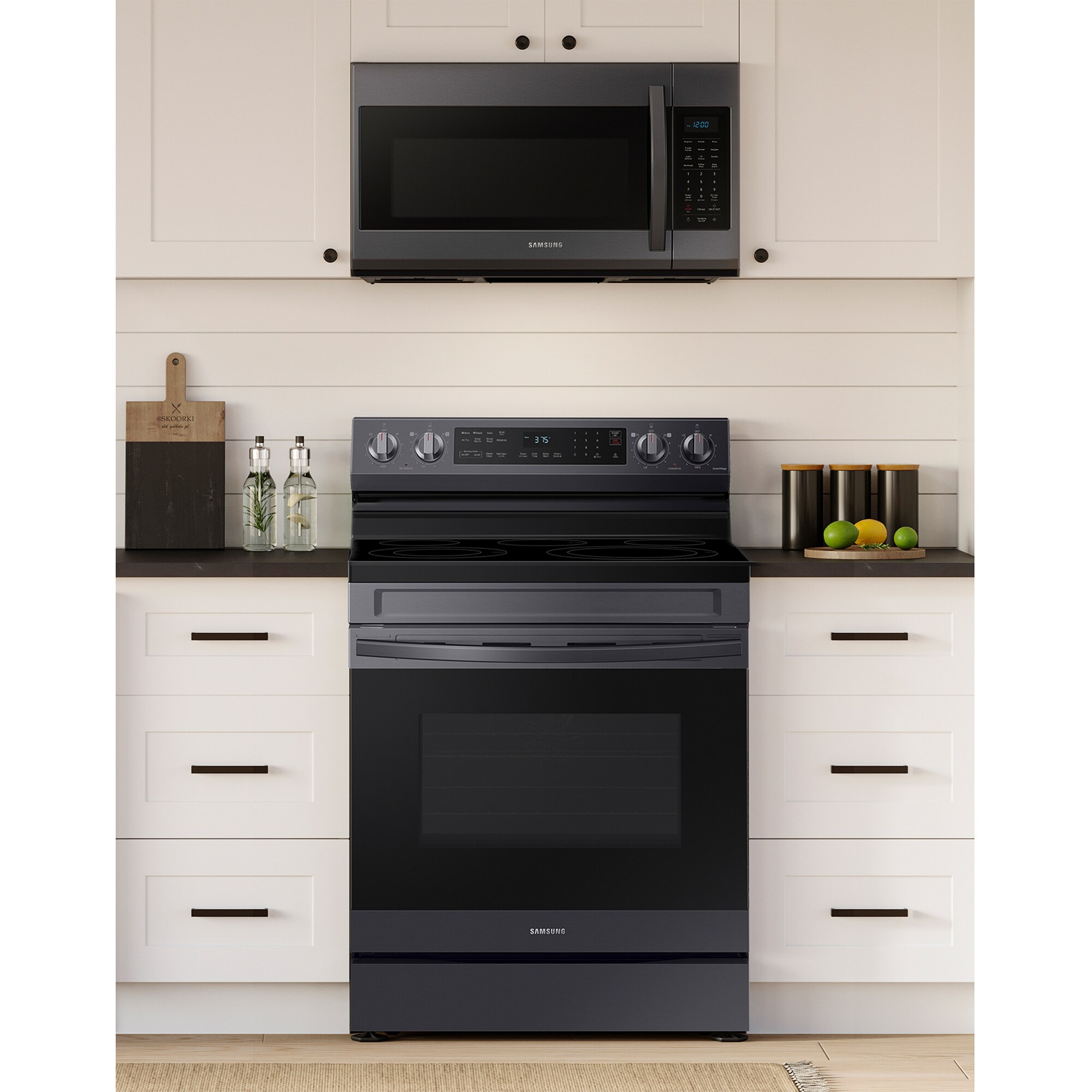 Samsung 30 in. 6.3 cu. ft. Smart Air Fry Standard Convection Electric Range with Smoothtop Burners - Fingerprint Resistant Black Stainless Steel, Fingerprint Resistant Black Stainless, hires