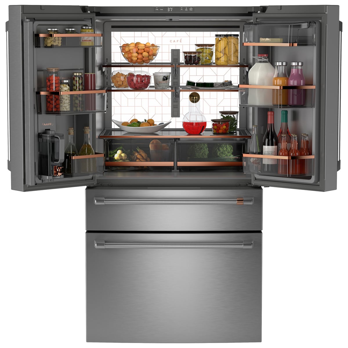 Cafe 36 in. 23.2 cu. ft. Smart Counter Depth 4-Door French Door Refrigerator with Internal Water AutoFill Pitcher - Stainless Steel, , hires