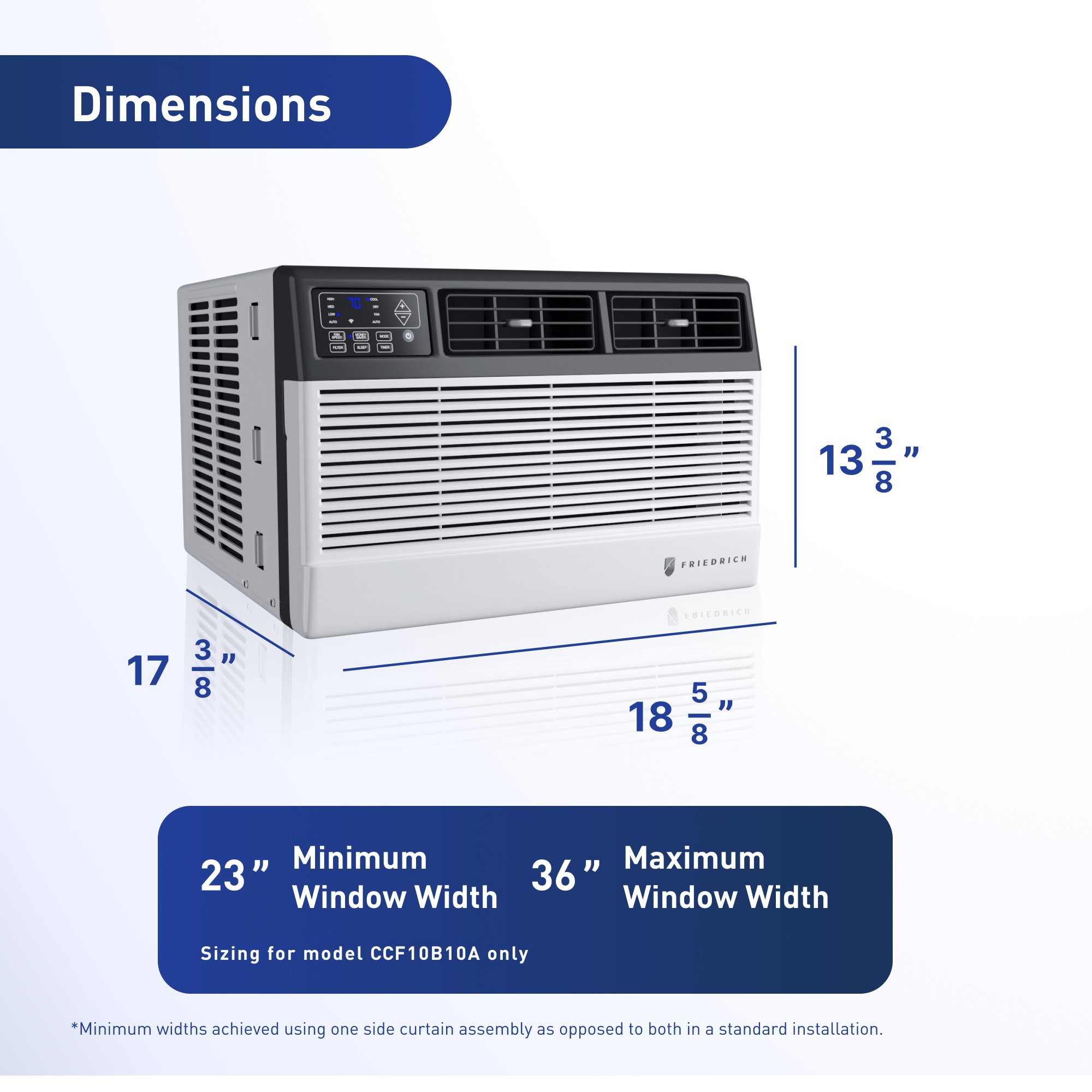 Friedrich Chill Premier Series 12,000 BTU 115V Smart Window Air Conditioner with 3 Fan Speeds, Remote Control - White, , hires