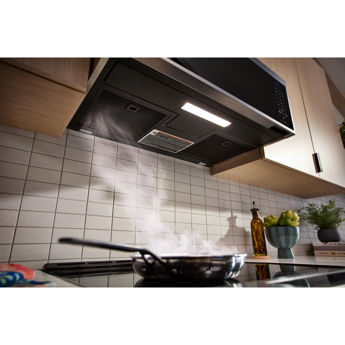 KitchenAid 30 in. 1.1 cu. ft. 1000W Low Profile Smart Over-the-Range Microwave with 600 CFM & Sensor Cooking - Fingerprint Resistant Stainless, , hires