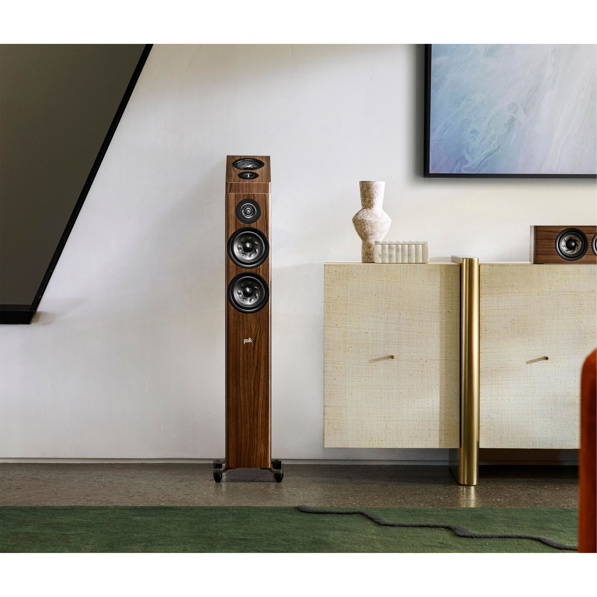 Polk Reserve R500 Premium Compact Floor-Standing Tower Speaker - Brown, Brown, hires