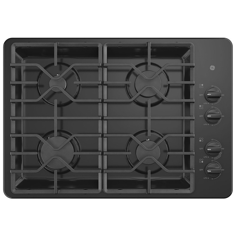 GE 30 in. 4-Burner Natural Gas Cooktop with Simmer Burner & Power Burner - Black, Black, hires