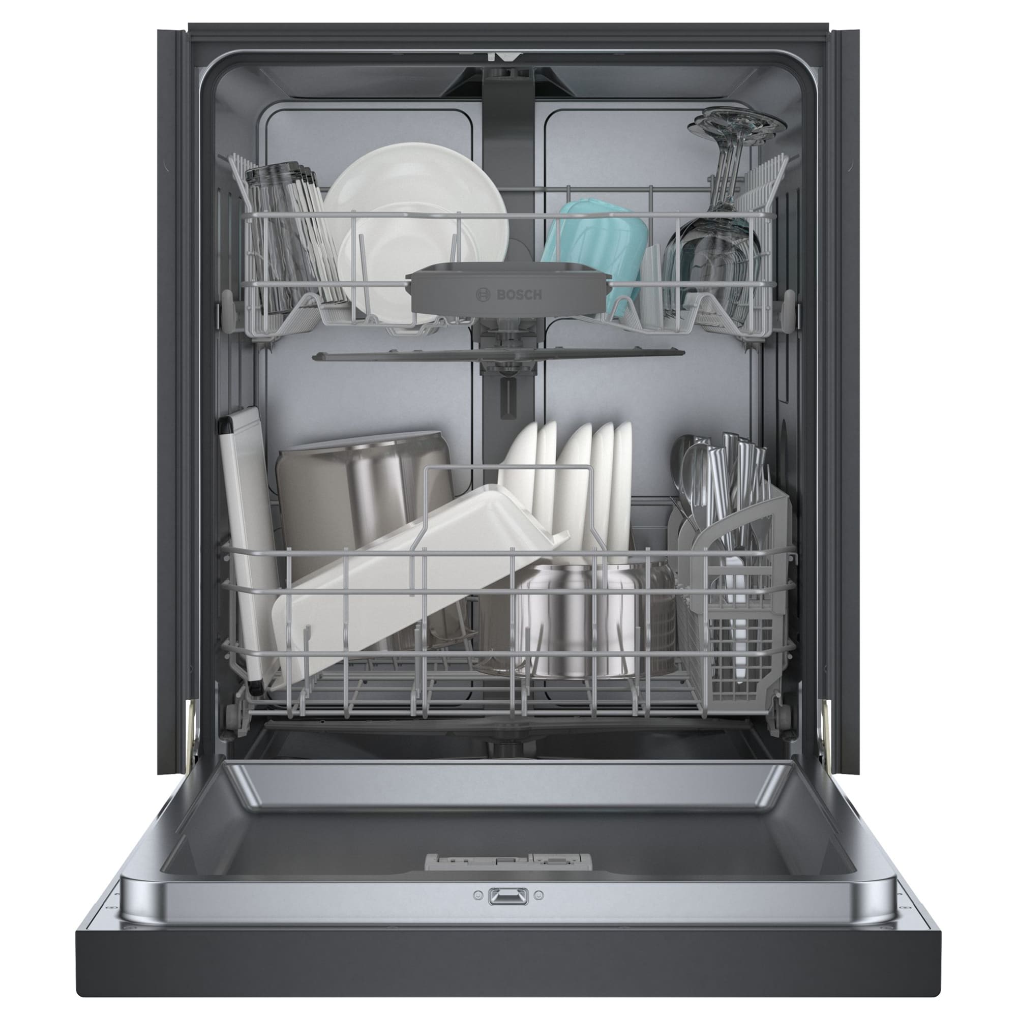 Bosch 100 Series 24 in. Front Control Smart Dishwasher with 48 dBa Sound Level & PureDry - Black, , hires